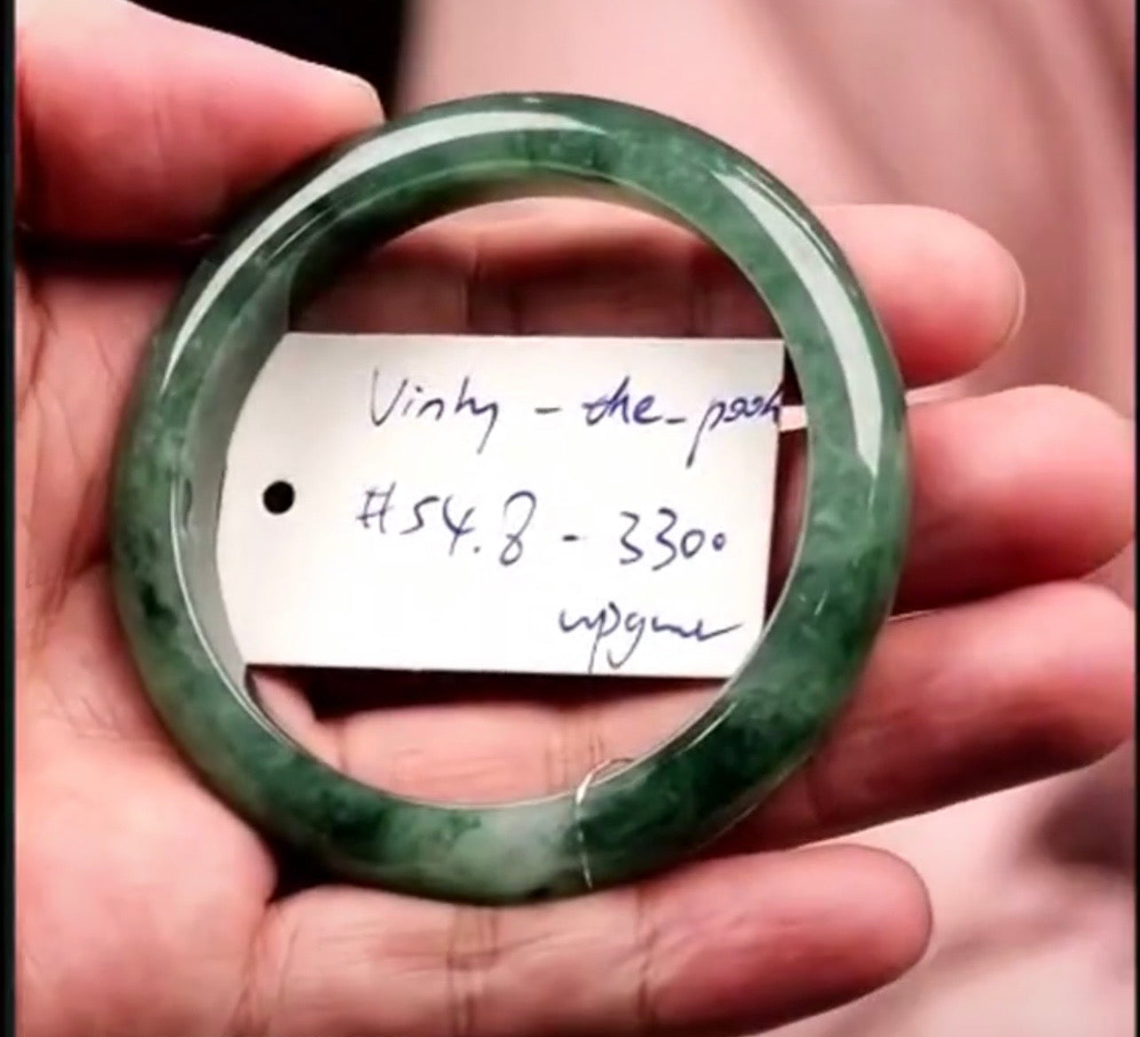 "Live" Natural Forest Green Jadeite Jade Comfort-Fit Bangle Bracelet (08/19/26)