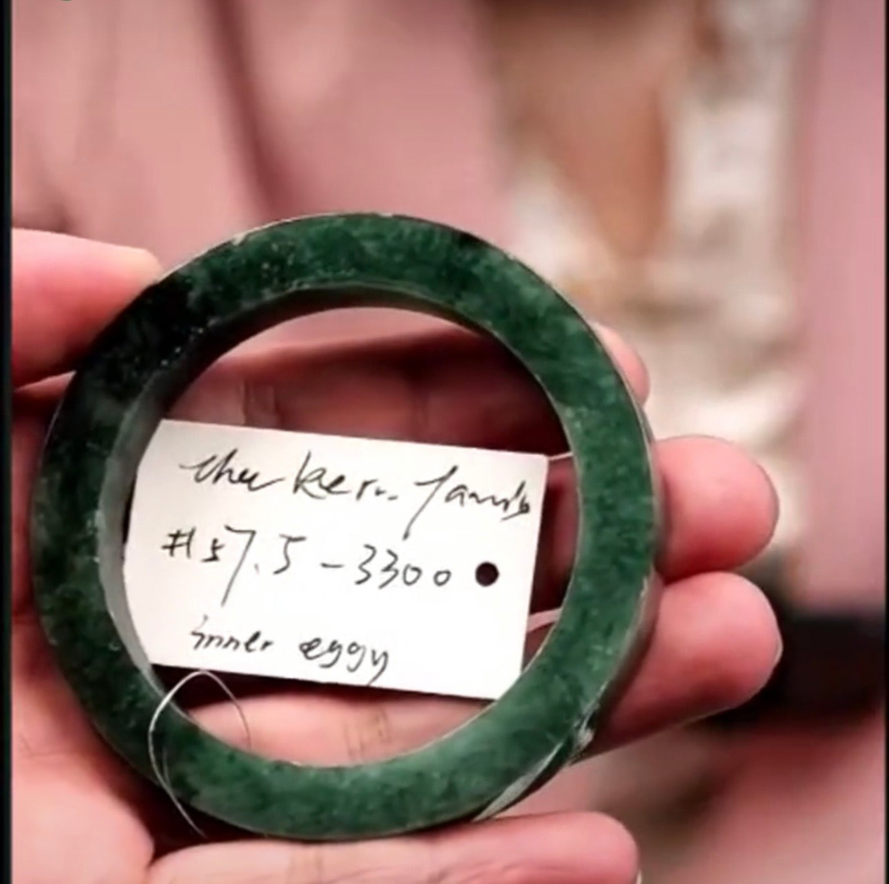 "Live" Natural Forest Green Jadeite Jade Inner Eggy Bangle Bracelet (08/19/26)