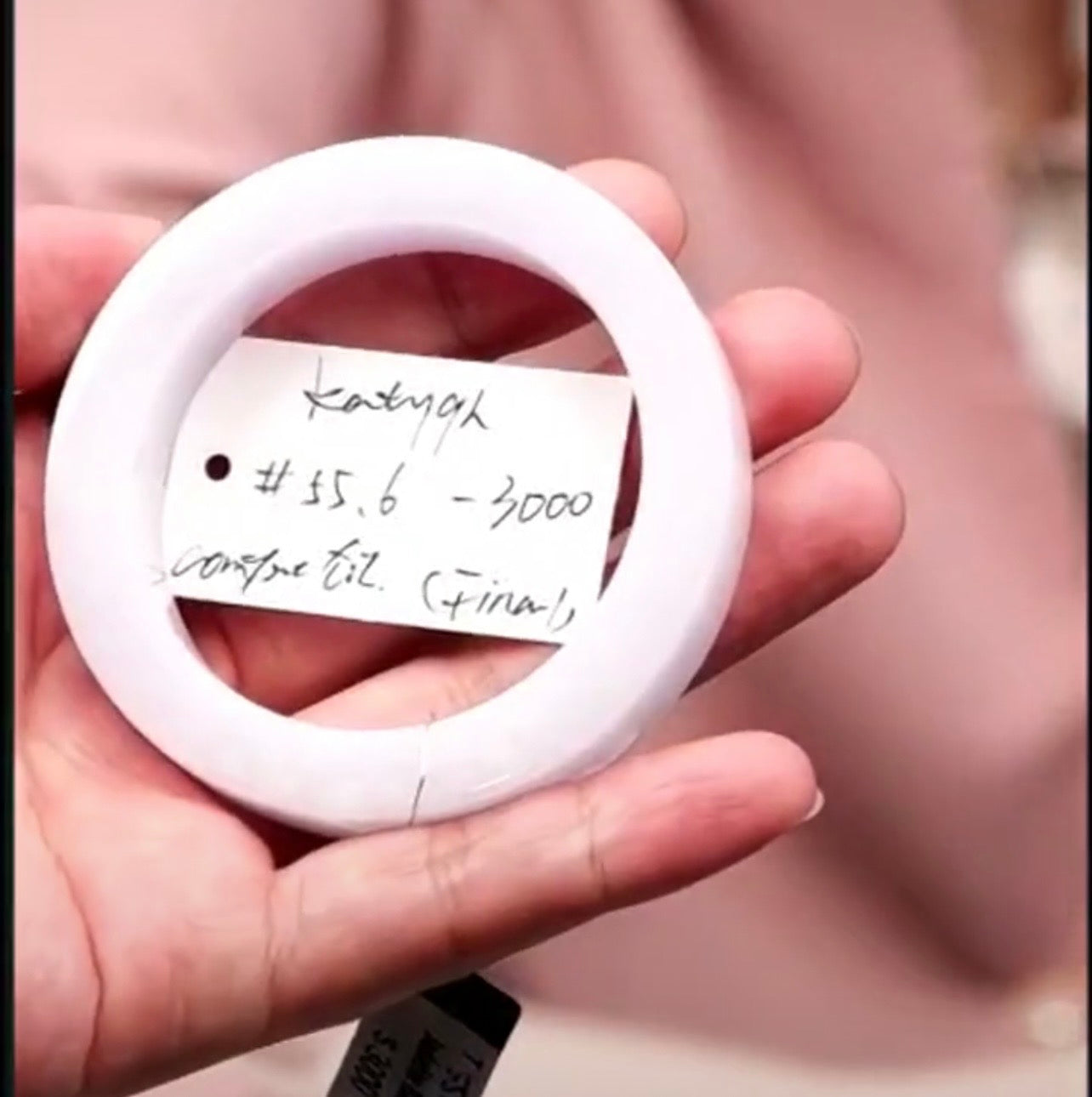 "Live" Natural Light Pink-Lavender Jadeite Jade *Carving Bangle Bracelet (08/19/26)
