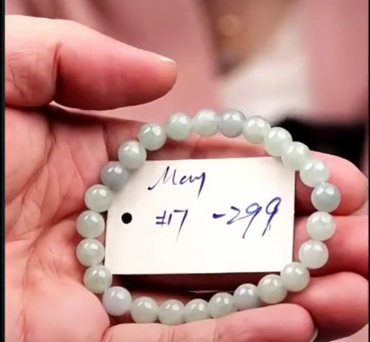 "Live" Natural Light Green Jadeite Jade Bead Bracelet (08/20/26)
