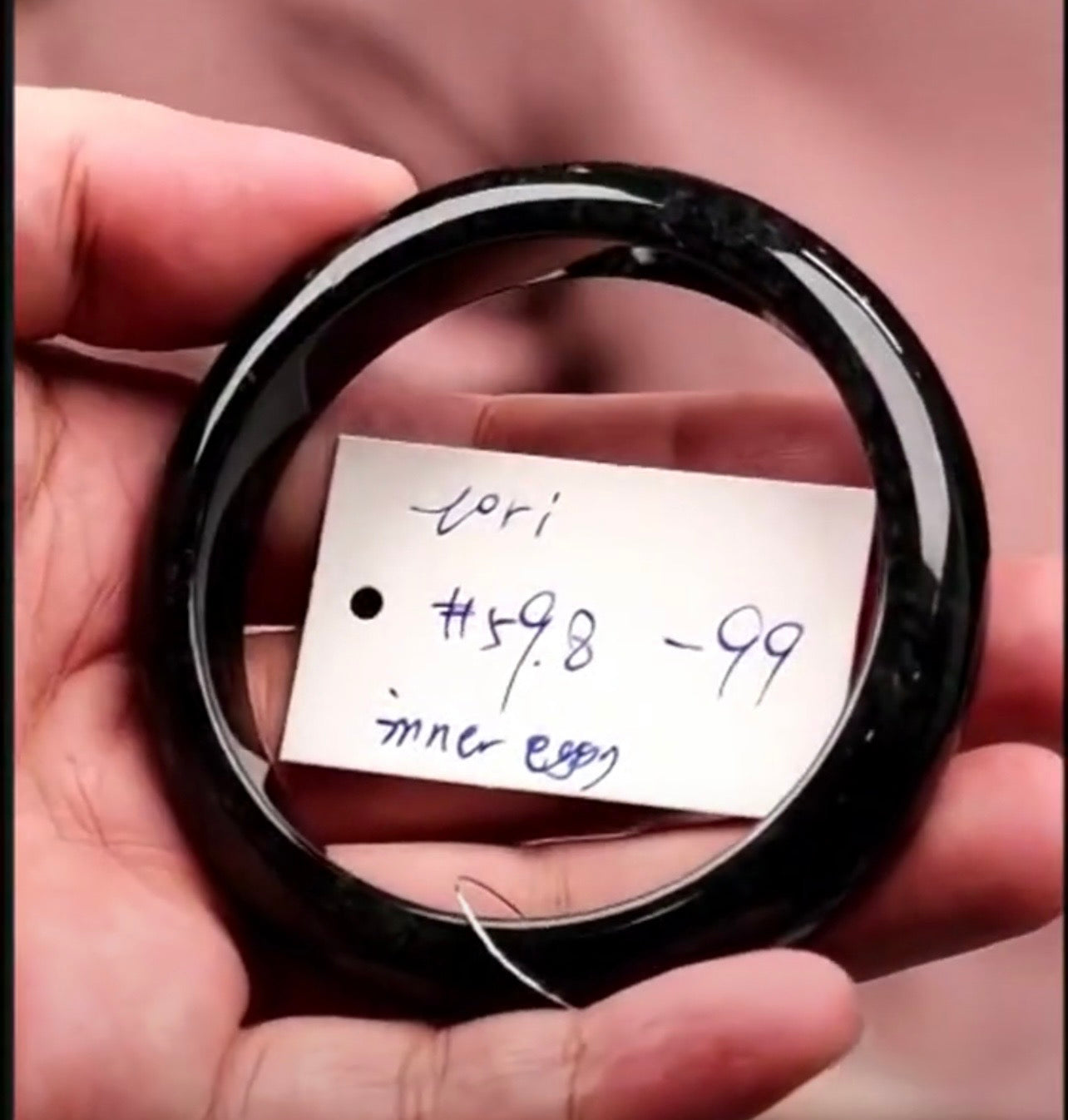 "Live" Natural Black Wuji Jadeite Jade Comfort-Fit Bangle Bracelet (08/20/26)