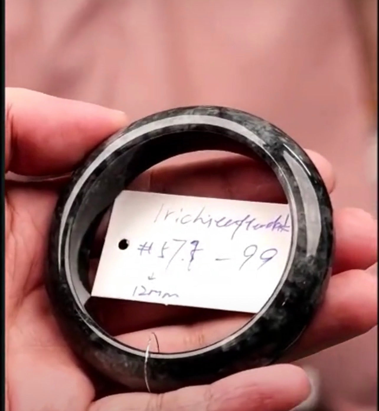"Live" Natural Smokey Wuji Jadeite Jade Comfort-Fit Bangle Bracelet (08/20/26)