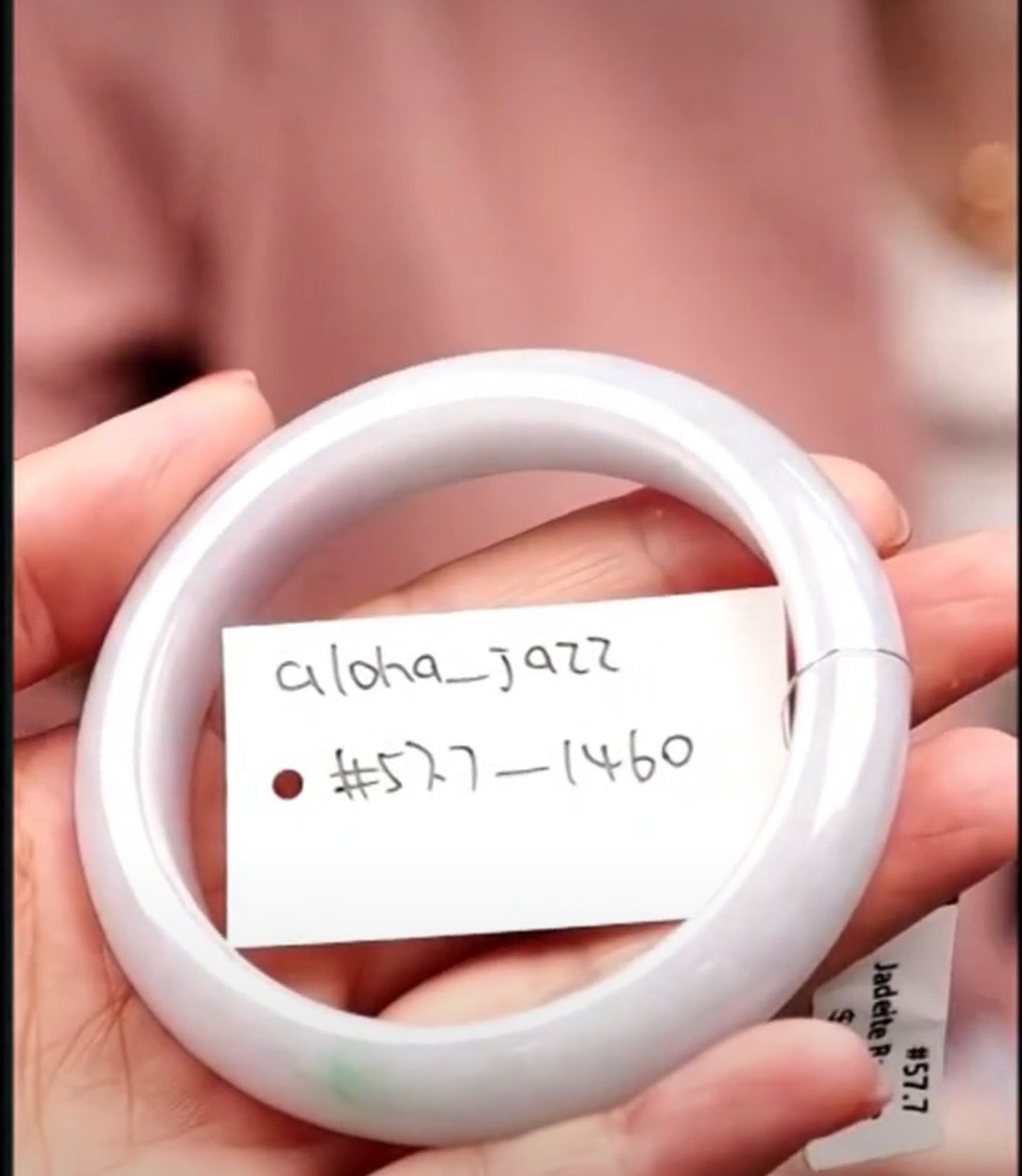 "Live" Natural Light Lavender W/ Apple Green Patch Jadeite Jade Comfort-Fit Bangle Bracelet (08/22/26)