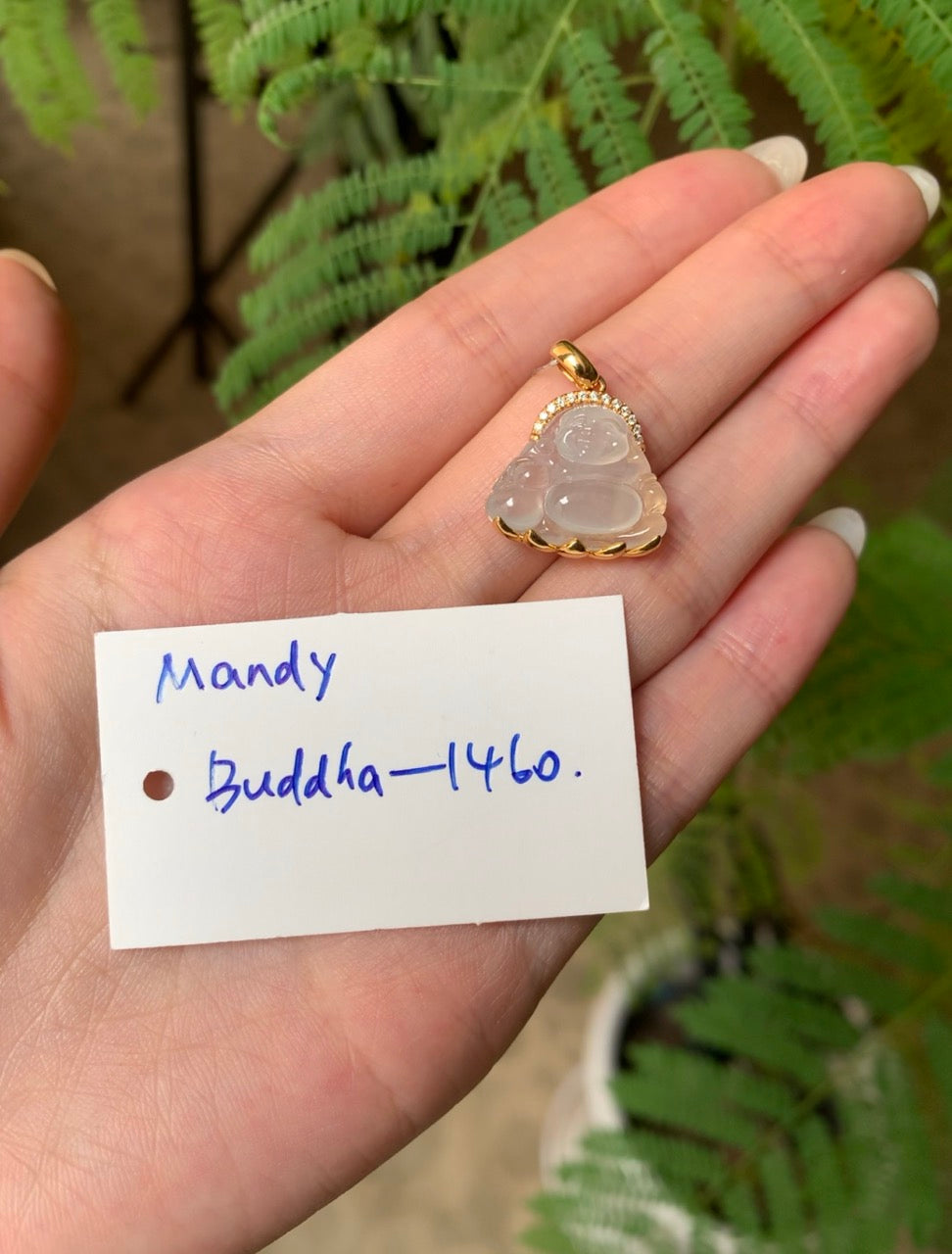 "Live" Natural 18k Y Gold Icy Jadeite Jade Buddha Pendant (03/25/26)