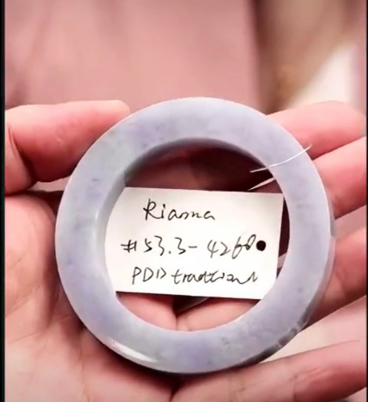"Live" Natural Lavender &amp; Green Jadeite Jade Traditional PDD Bangle Bracelet (08/25/26)
