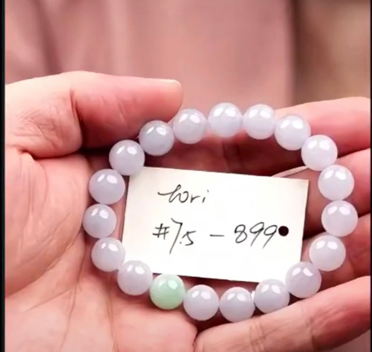 "Live" Natural Lavender &amp; Green Jadeite Jade Bead Bracelet (08/25/26)
