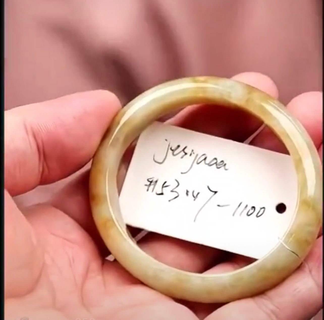 "Live" Natural Yellow Flower Jadeite Jade Oval Comfort-Fit Bangle Bracelet (08/26/26)