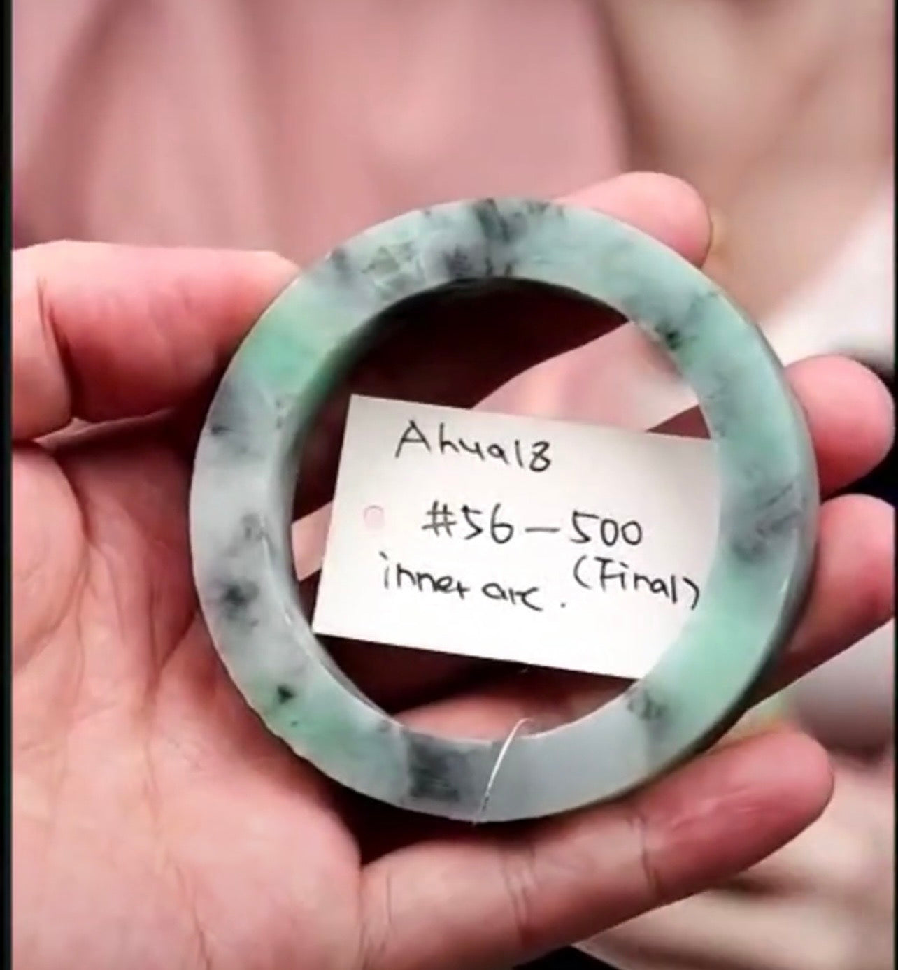 "Live" Natural Wuji Green Jadeite Jade *Carving Bangle Bracelet (08/26/26)