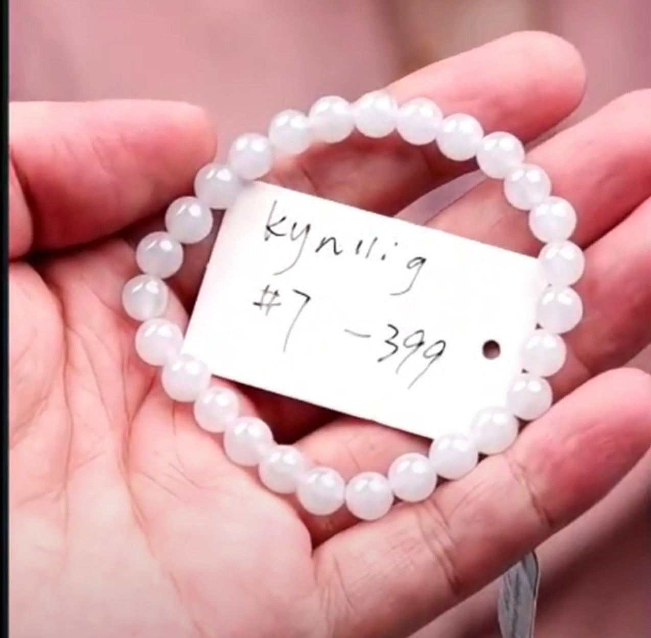 "Live" Natural Icy Moonlight Jadeite Jade Bead Bracelet (08/27/26)