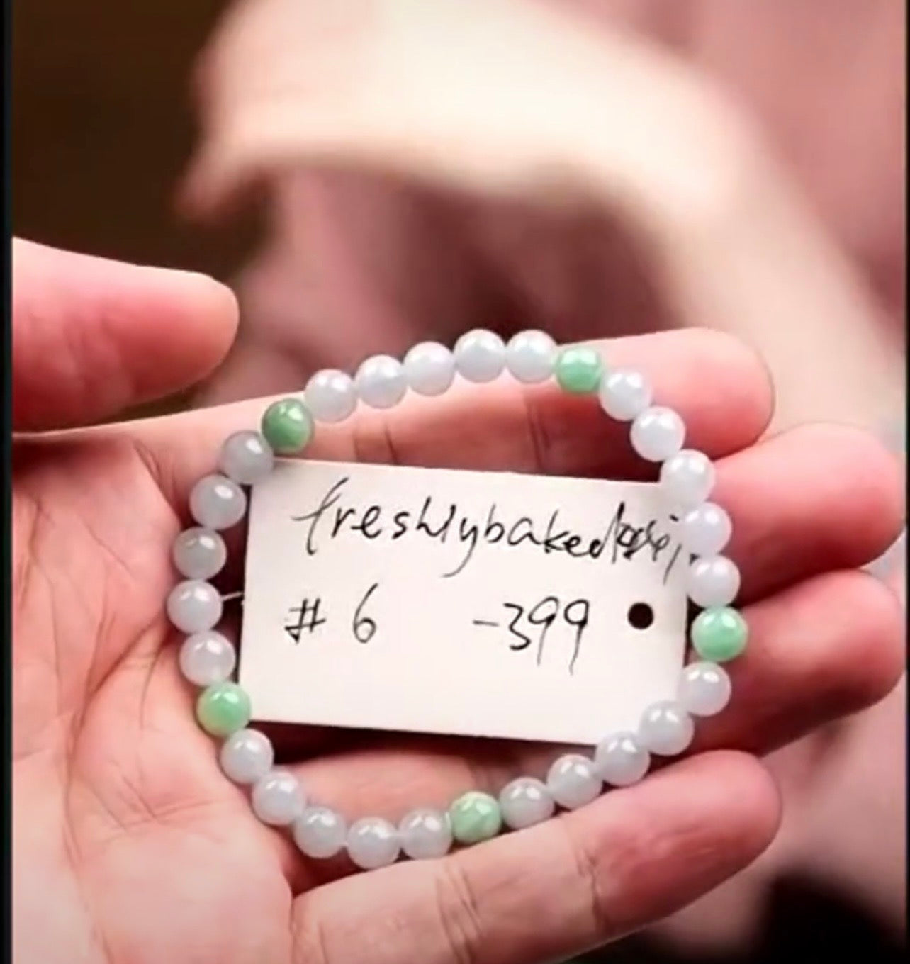 "Live" Natural Apple Green &amp; Lavender Jadeite Jade Bead Bracelet (08/27/26)