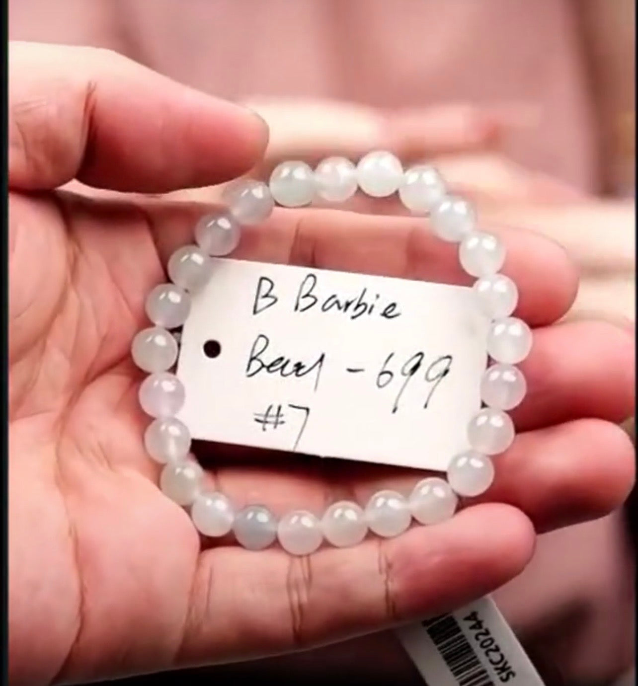 "Live" Natural Icy Moonlight Jadeite Jade Bead Bracelet (08/29/26)