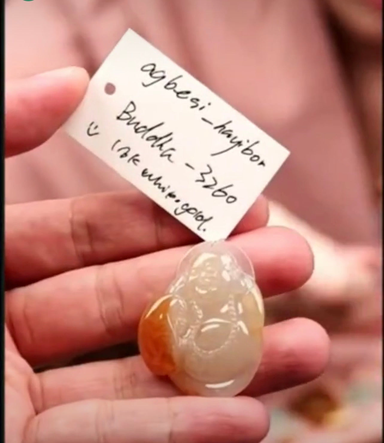 "Live" Natural Icy Yellow-Orange Jadeite Jade Buddha Pendant (08/29/26)