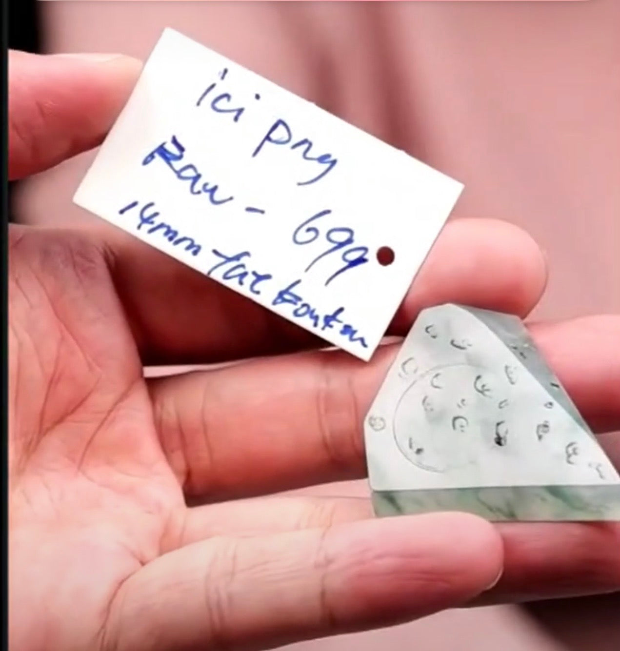 "Live" Natural Icy Blue-Green Flower Raw Jadeite Jade (08/31/26)