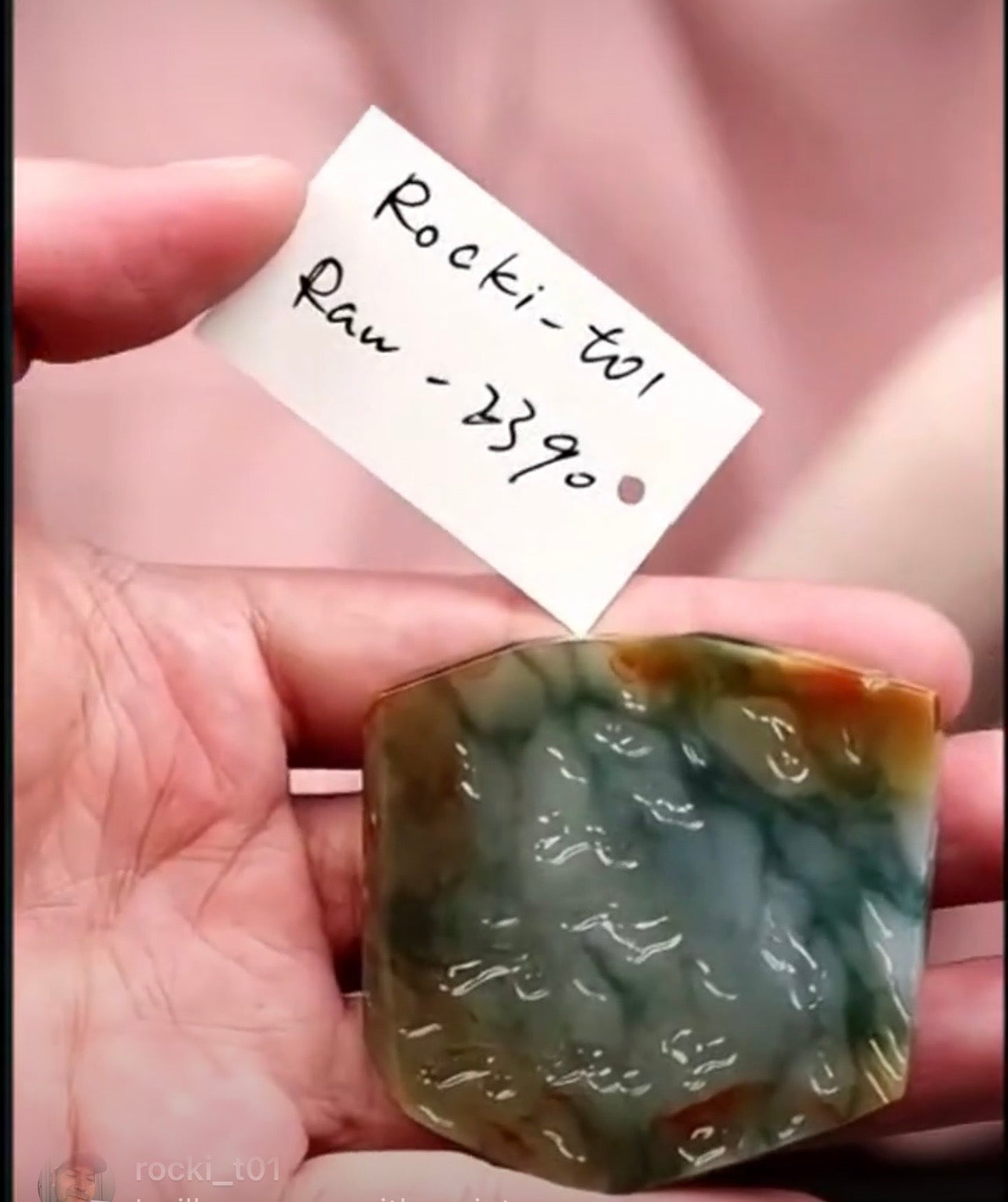 "Live" Natural Icy Blue-Green Flower &amp; Red Raw Jadeite Jade (08/31/26)