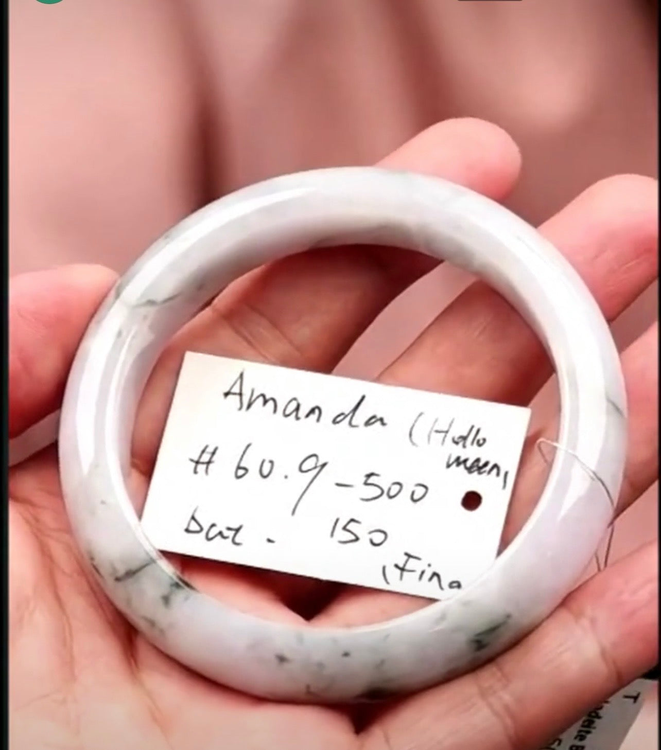 "Live" Natural Light Lavender W/ Blue-Green Flowers Jadeite Jade *Carving Bangle (08/31/26)