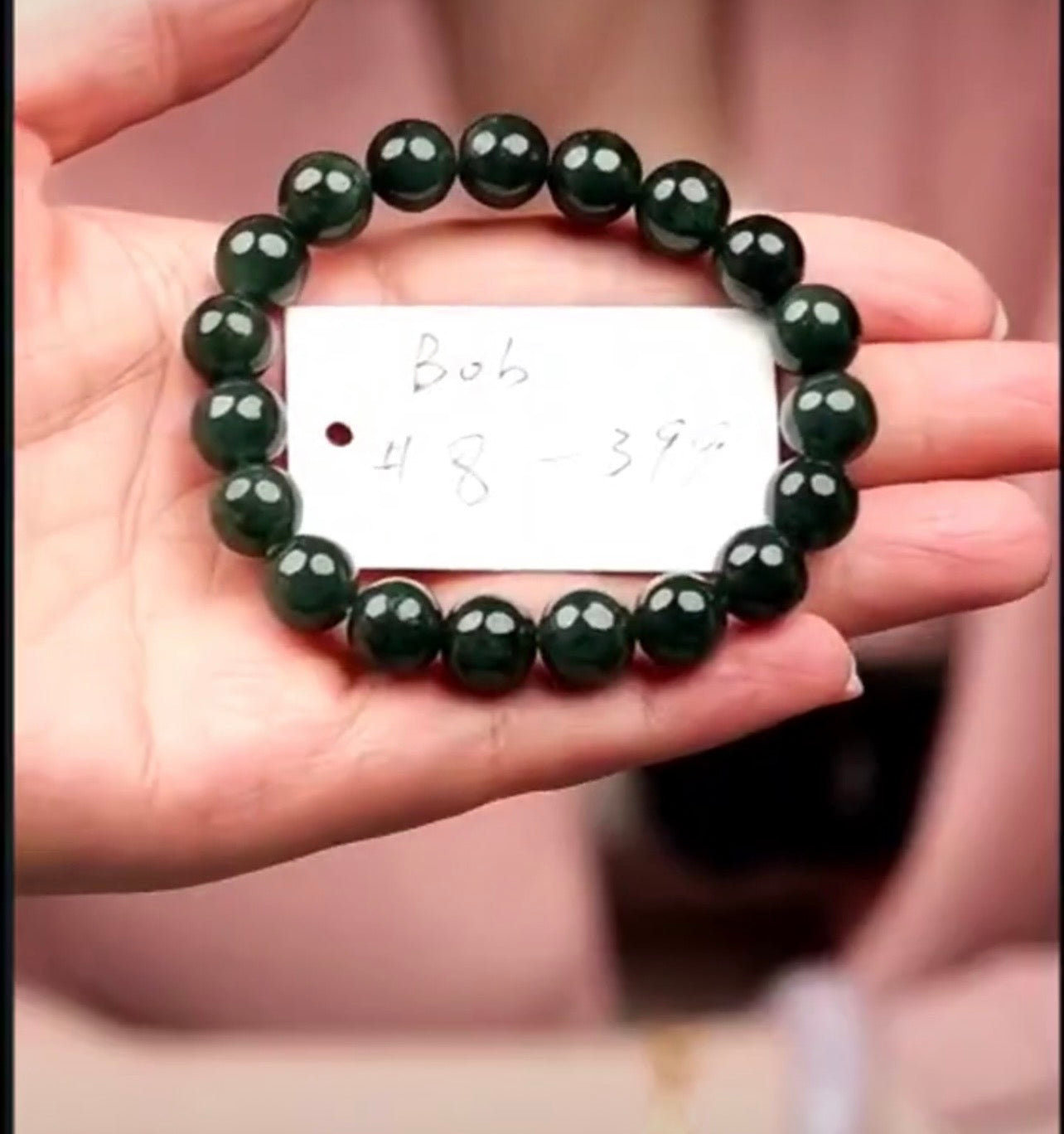 "Live" Natural Deep Forest Green Jadeite Jade Bead Bracelet (09/05/26)