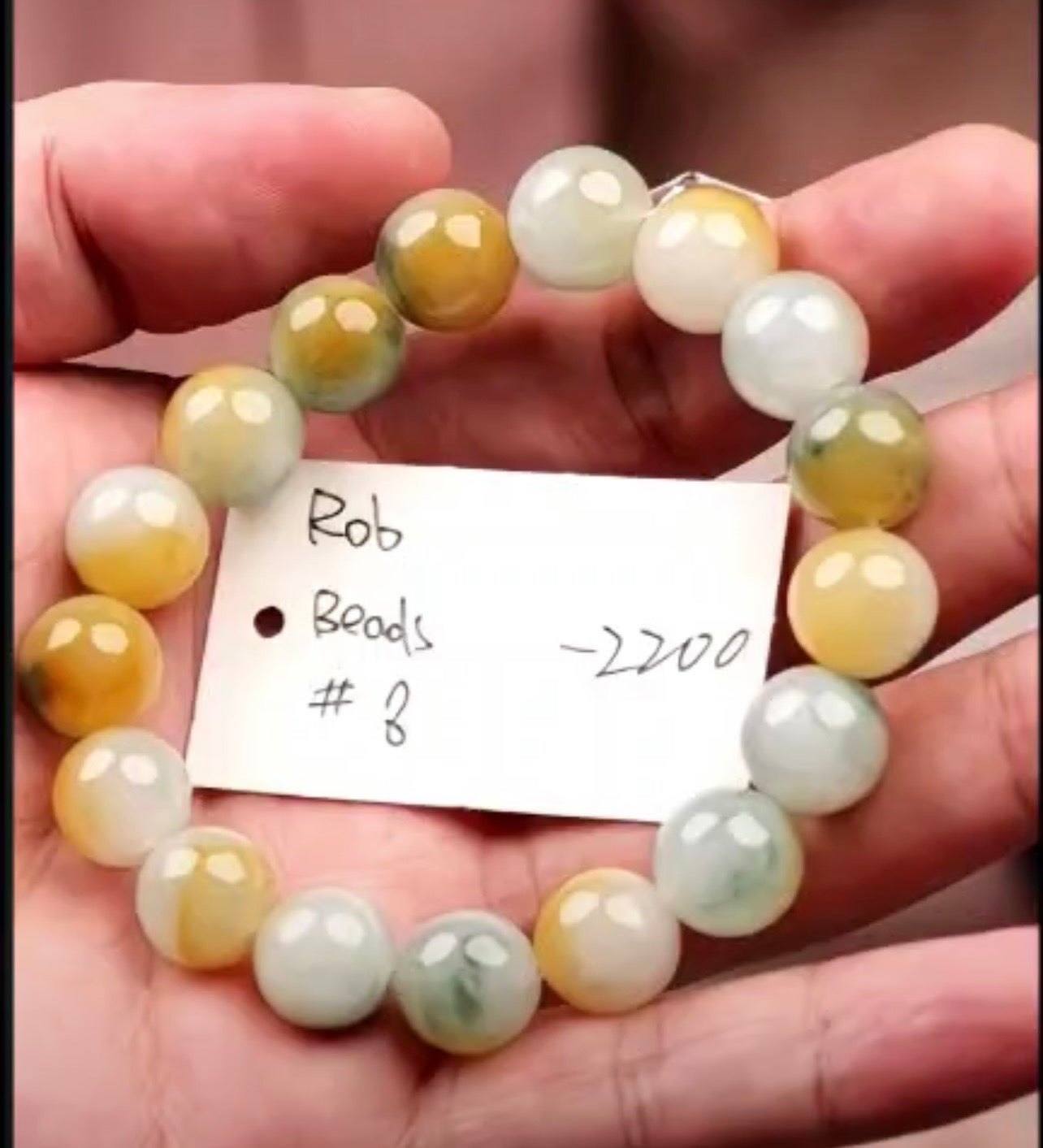 "Live" Natural Yellow &amp; Green Jadeite Jade Bead Bracelet (09/05/26)