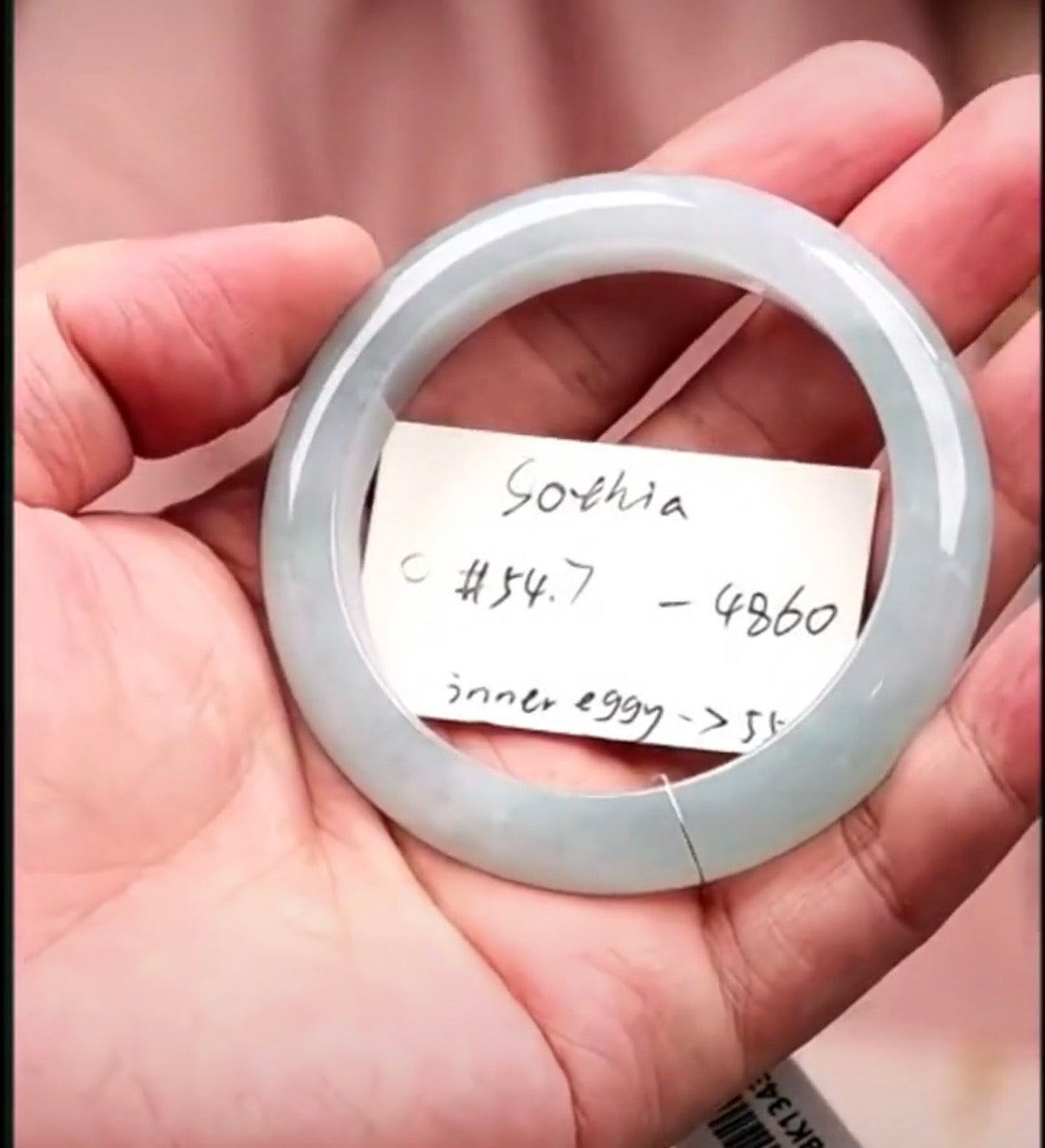 "Live" Natural Icy Blue Jadeite Jade Bangle Bracelet (09/08/26)