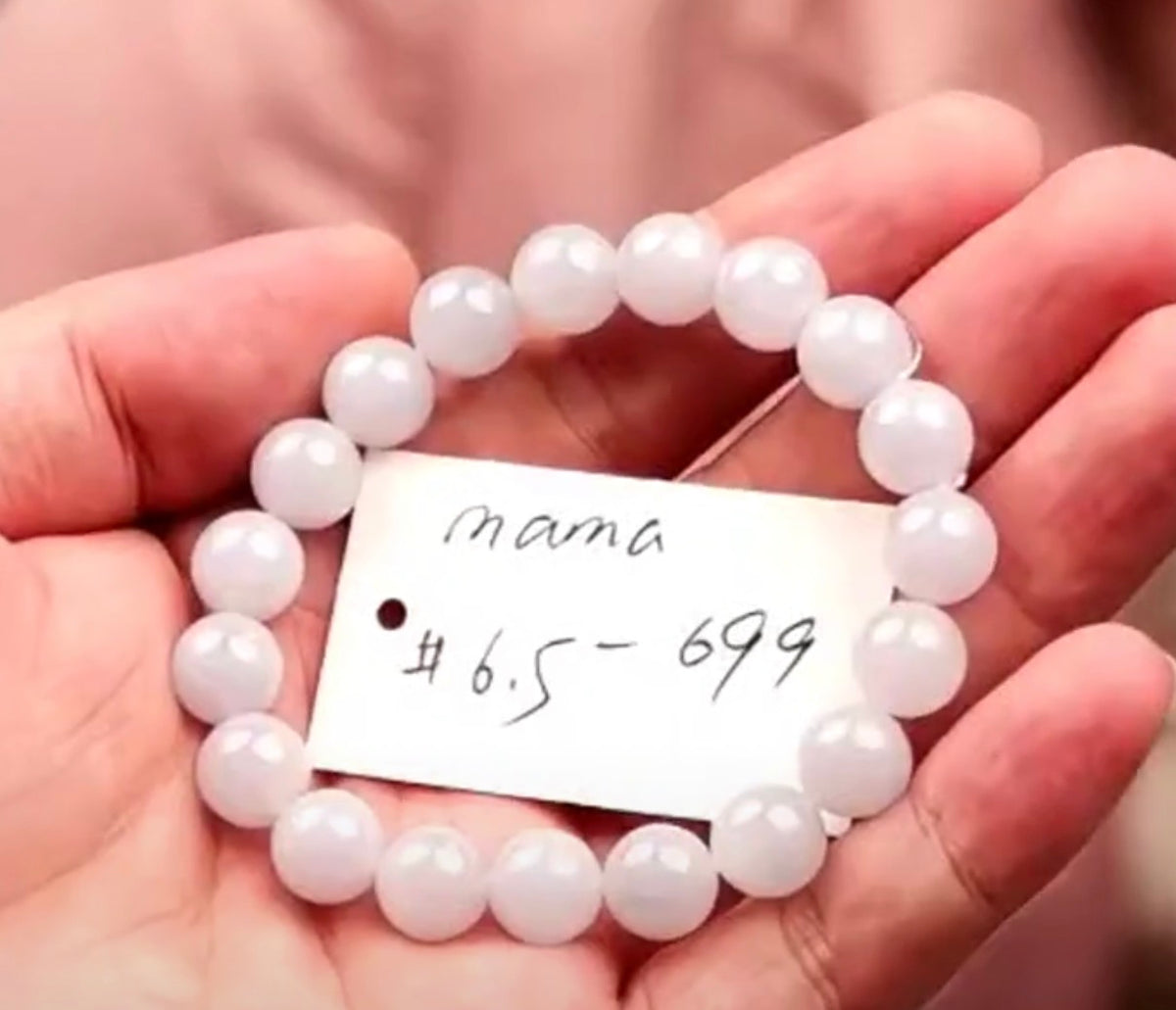 "Live" Natural Light Lavender Jadeite Jade Bead Bracelet (09/09/26)