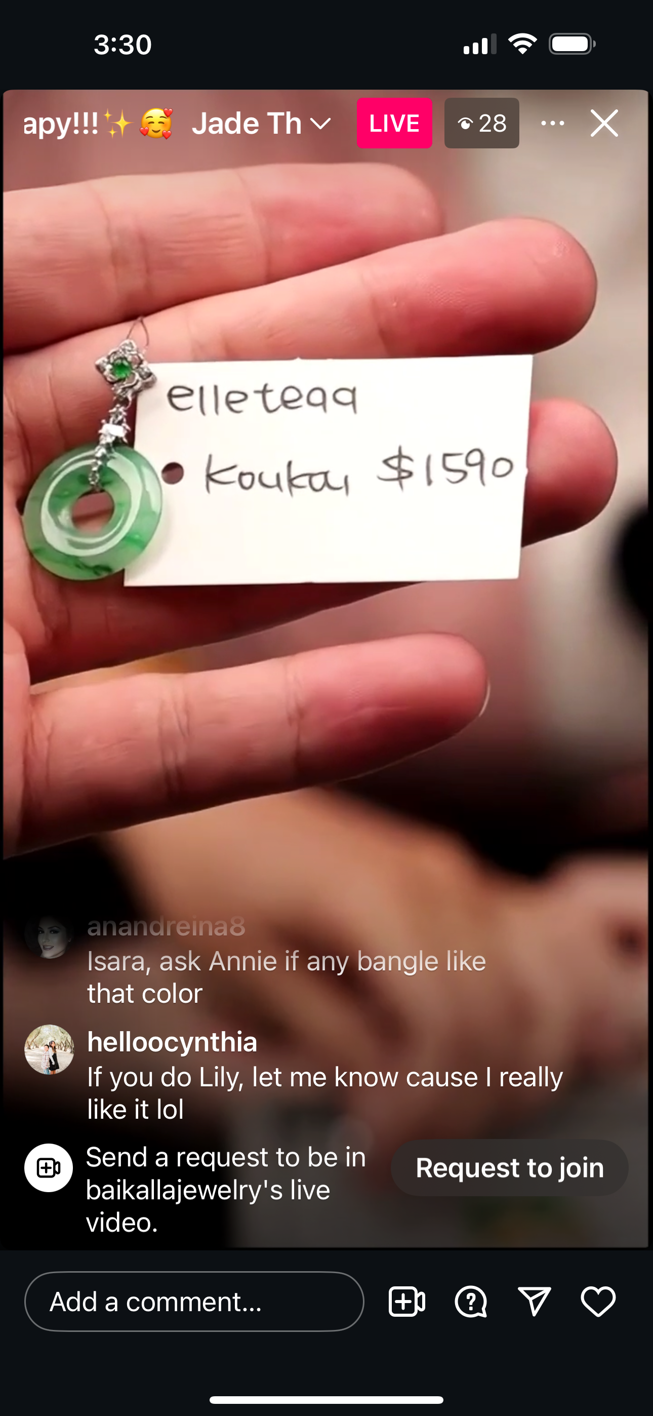 Live "18k White Gold Natural Intense Green Jadeite Jade Kou Kou Necklace w/ Diamonds" (Live Pick) (04/15/25)