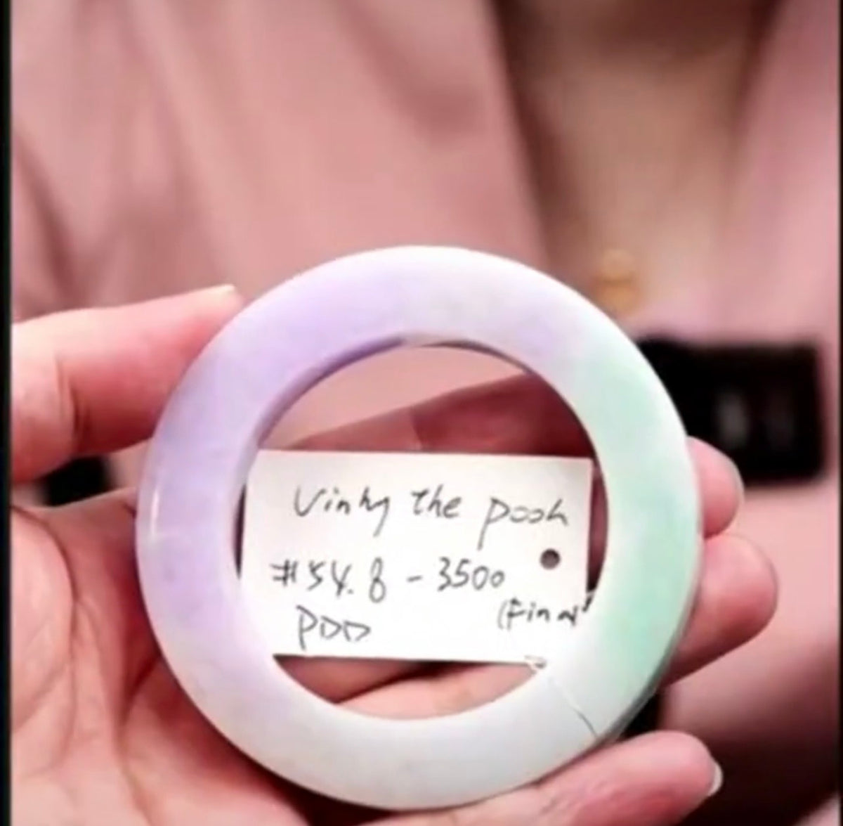 "Live" Natural Lavender &amp; Apple Green Jadeite Jade *Carving Bangle (09/17/26)