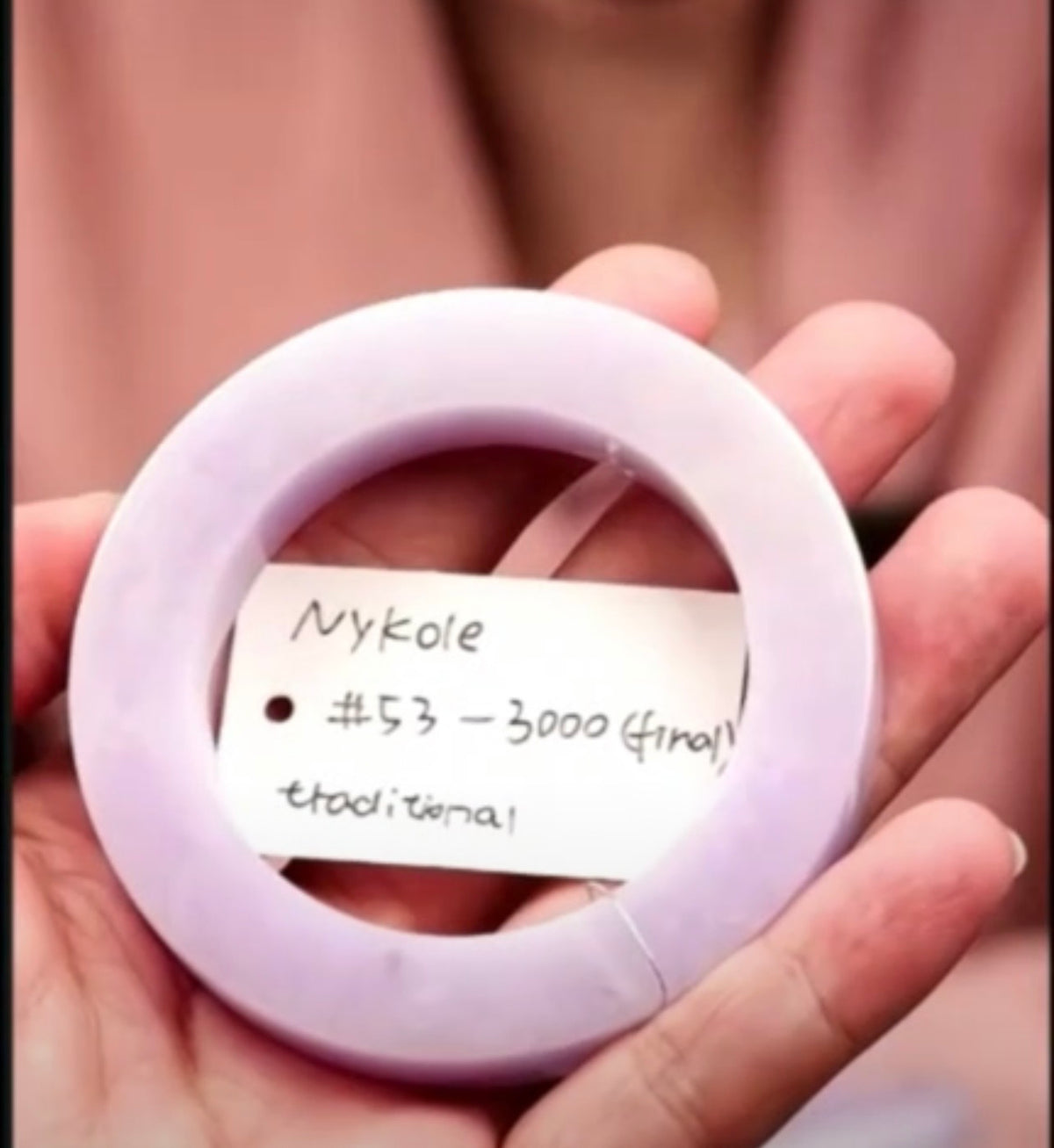 "Live" Natural Lavender Jadeite Jade Traditional *Carving Bangle (09/17/26)