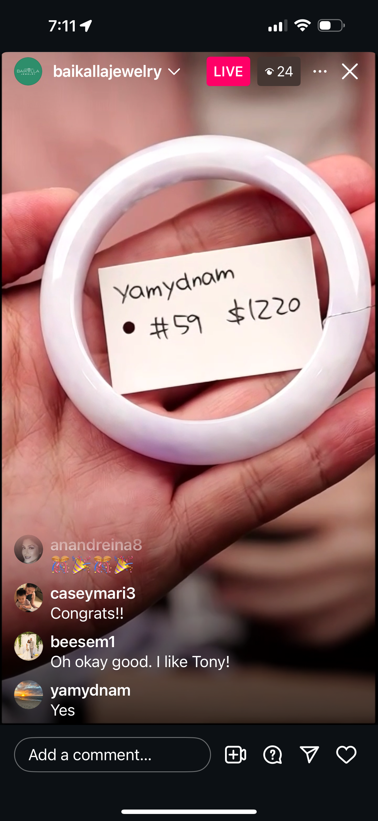 Live "Natural Light Lavender Jadeite Jade Bangle" (04/24/25)