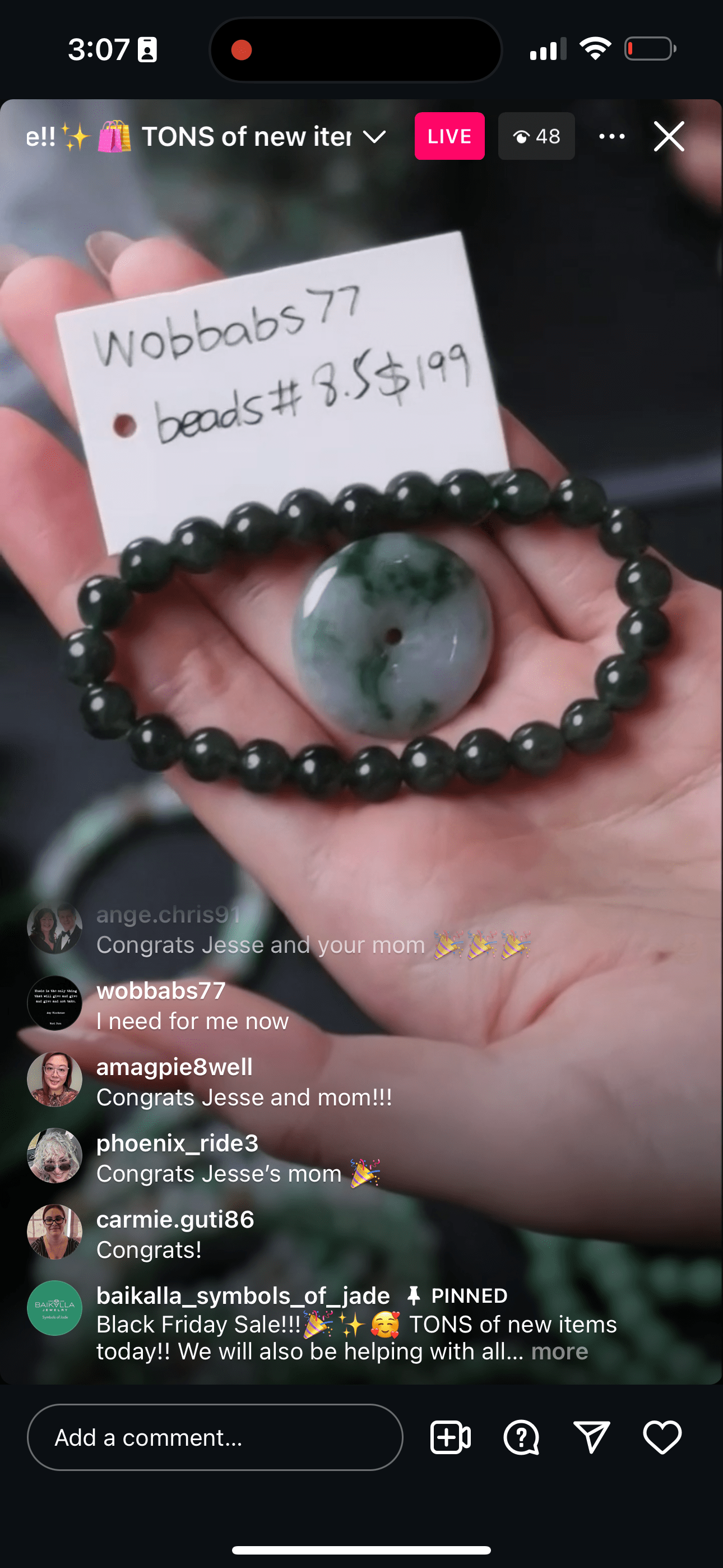 Baikalla IG Live "Natural Deep Green Jadeite Jade Bead Bracelet #8.5" (Live Pick) (11/29/24)