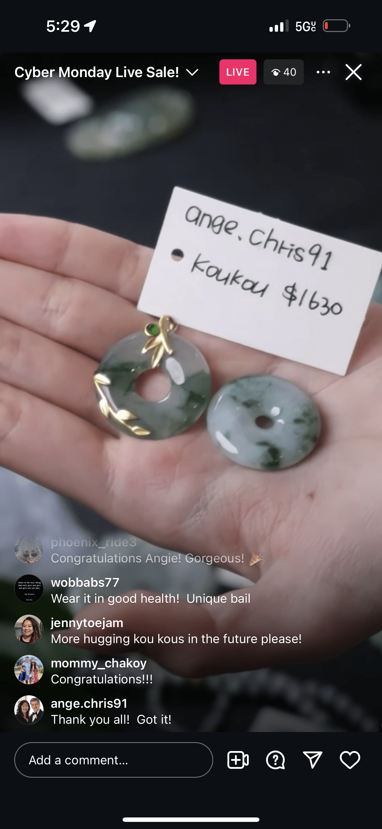 Baikalla IG Live "18k Bamboo Bail Natural Jadeite Jade Kou Kou Pendant" (Live Pick) (12/02/24)