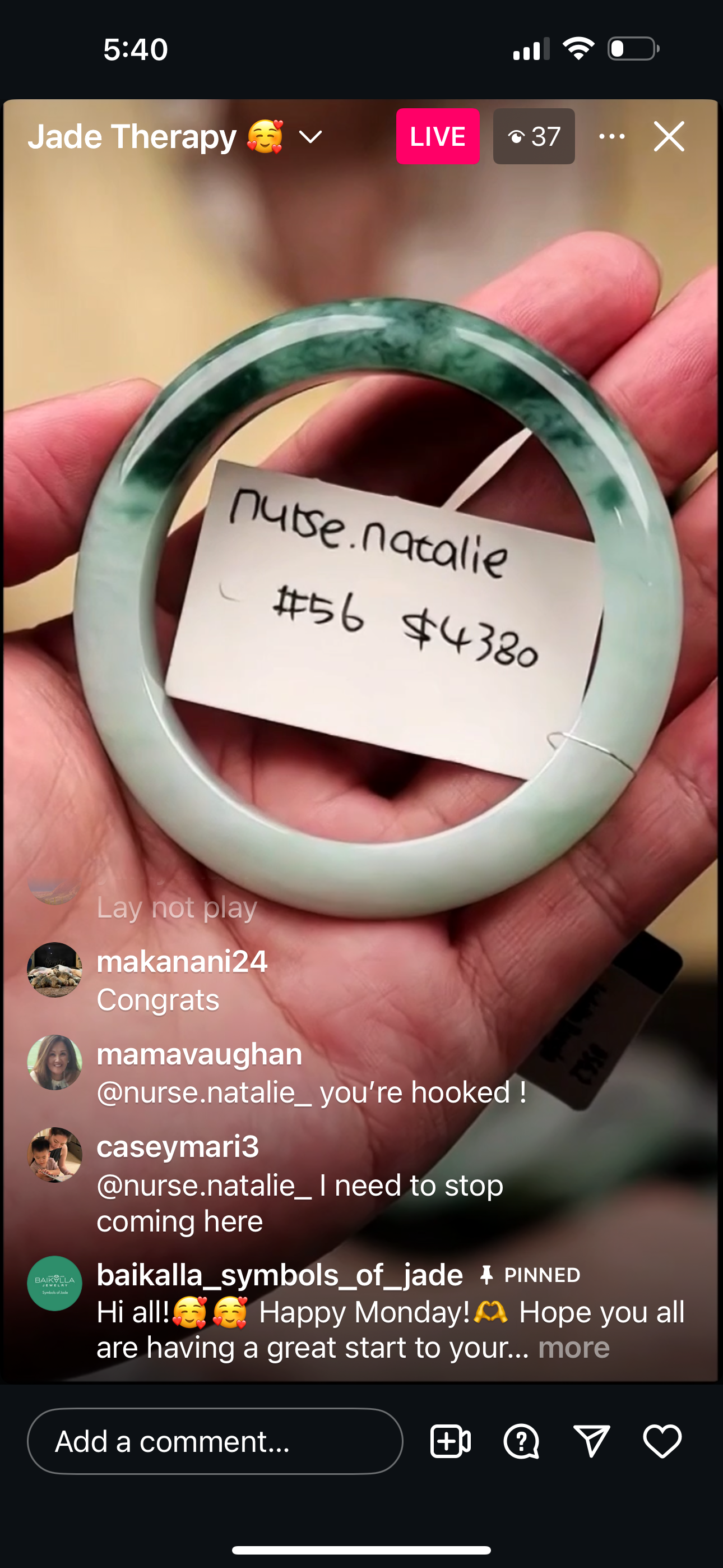 Live " Natural Rich Green Flower Color Jadeite Jade Bangle" (Live Pick) (06/02/25)