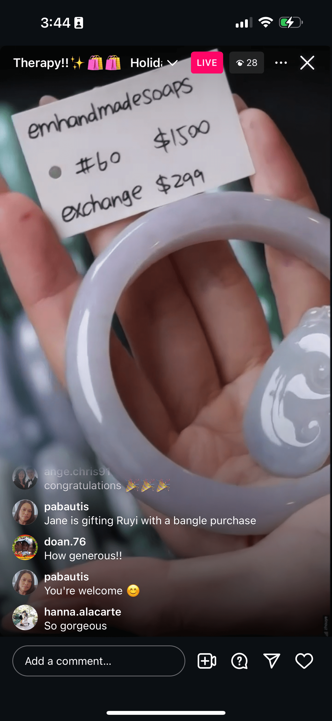 Baikalla "Natural Even Light Lavender Jadeite Jade Bangle" (Live Pick) (12/11/24)