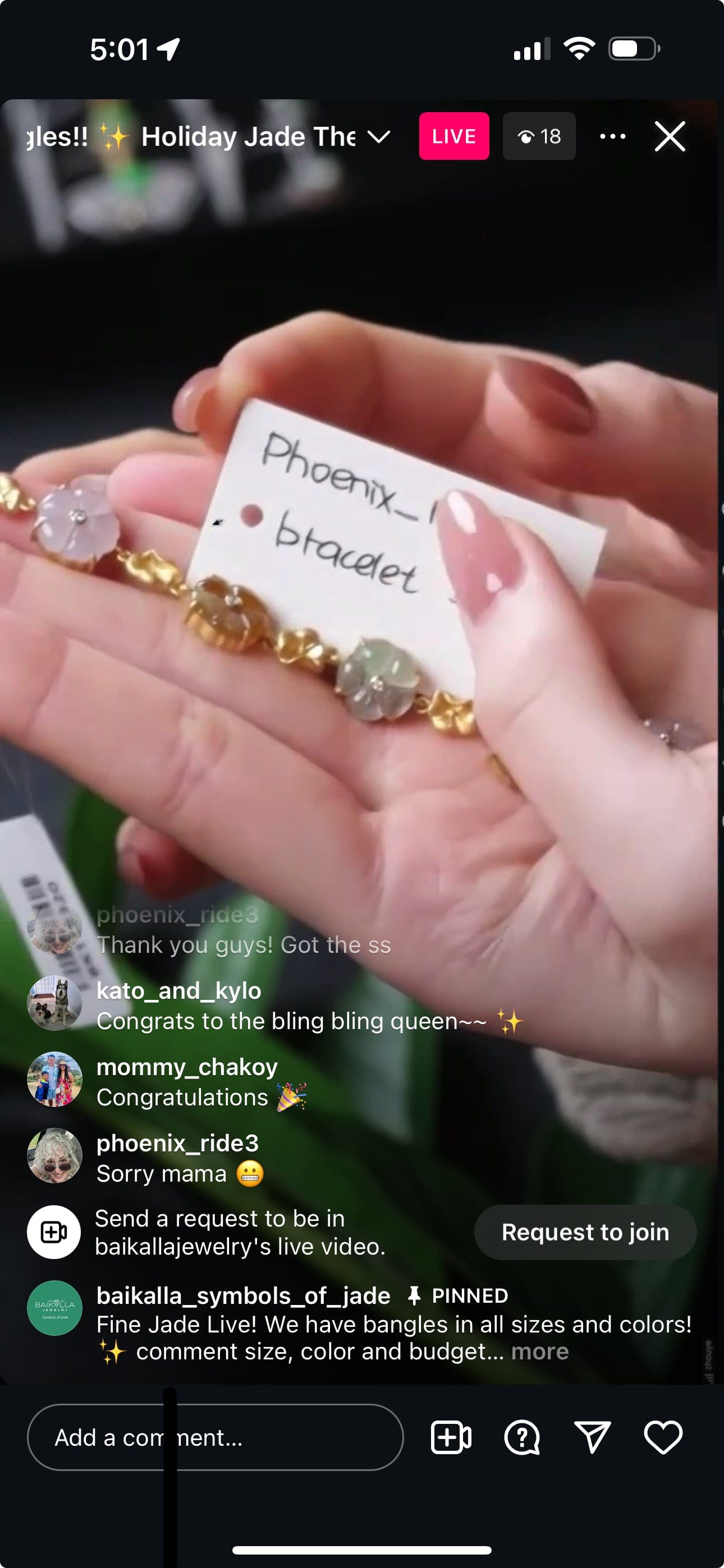 Baikalla IG Live "18k Natural Multi Color Jadeite Jade Lotus Link Bracelet (adjust to 6.5in)" (Live Pick) (12/14/24)