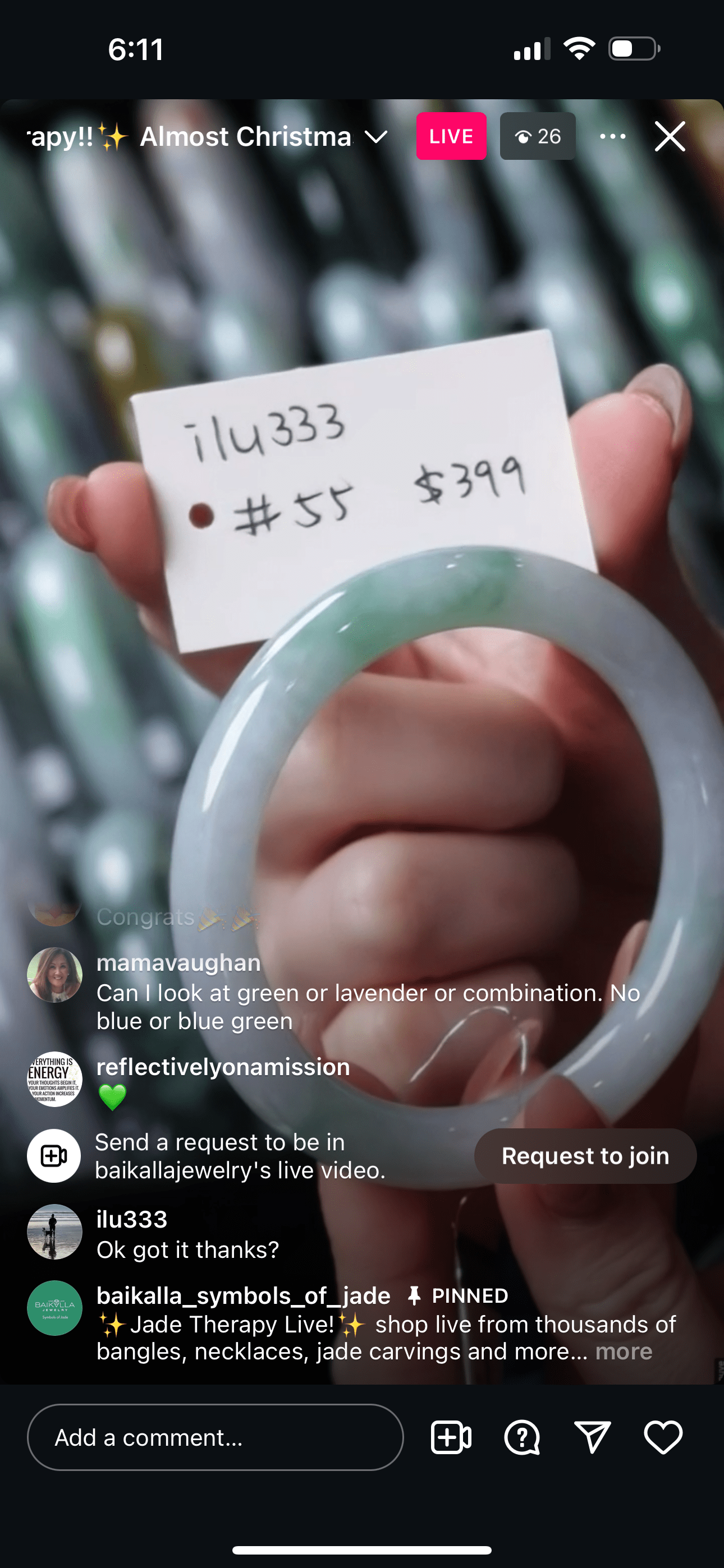 Baikalla IG Live "Natural Green Jadeite Jade Traditional Bangle Bracelet #55 " (Live Pick) (12/16/24)