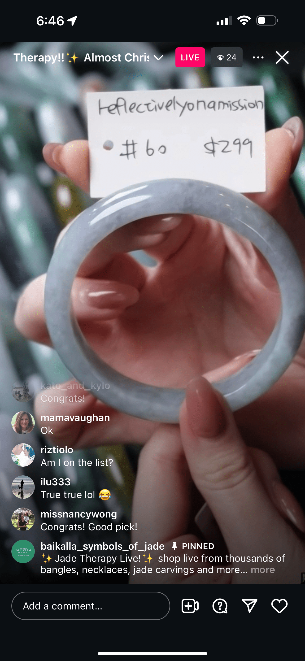 Baikalla IG Live "Natural Faint Darker Purple Jadeite Jade Bangle Bracelet #60 " (Live Pick) (12/16/24)