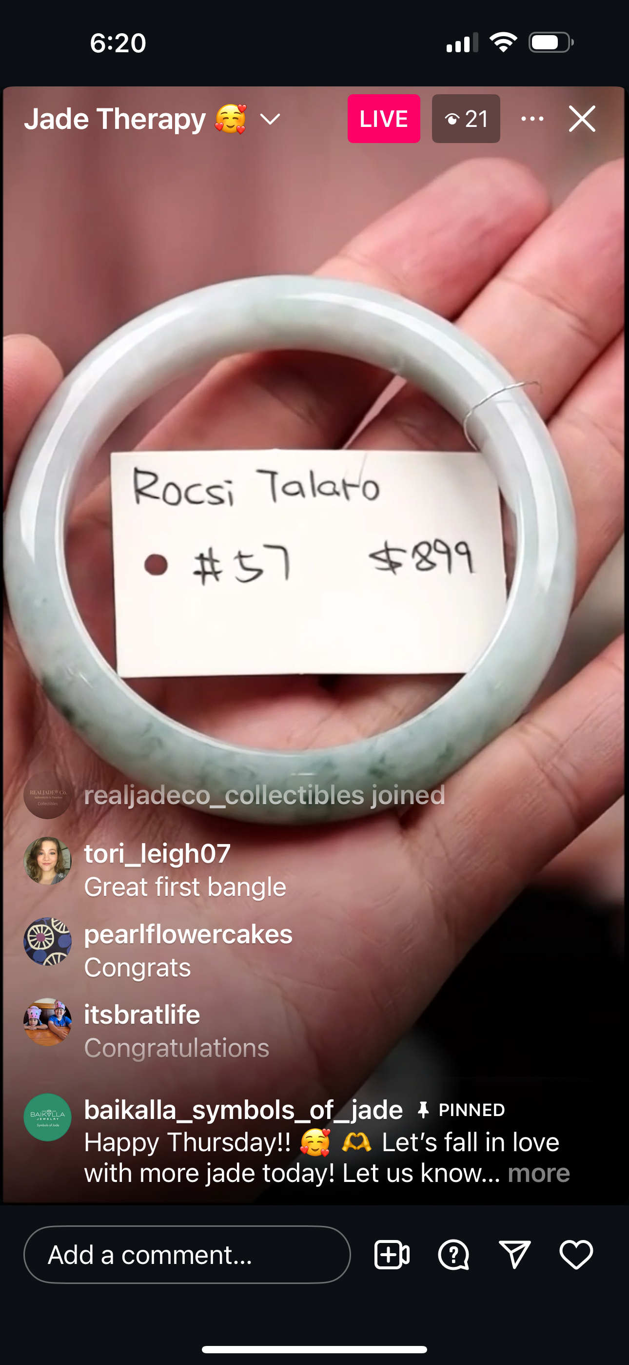 Live "Natural Blue Flower Jadeite Jade Bangle" (06/05/25)