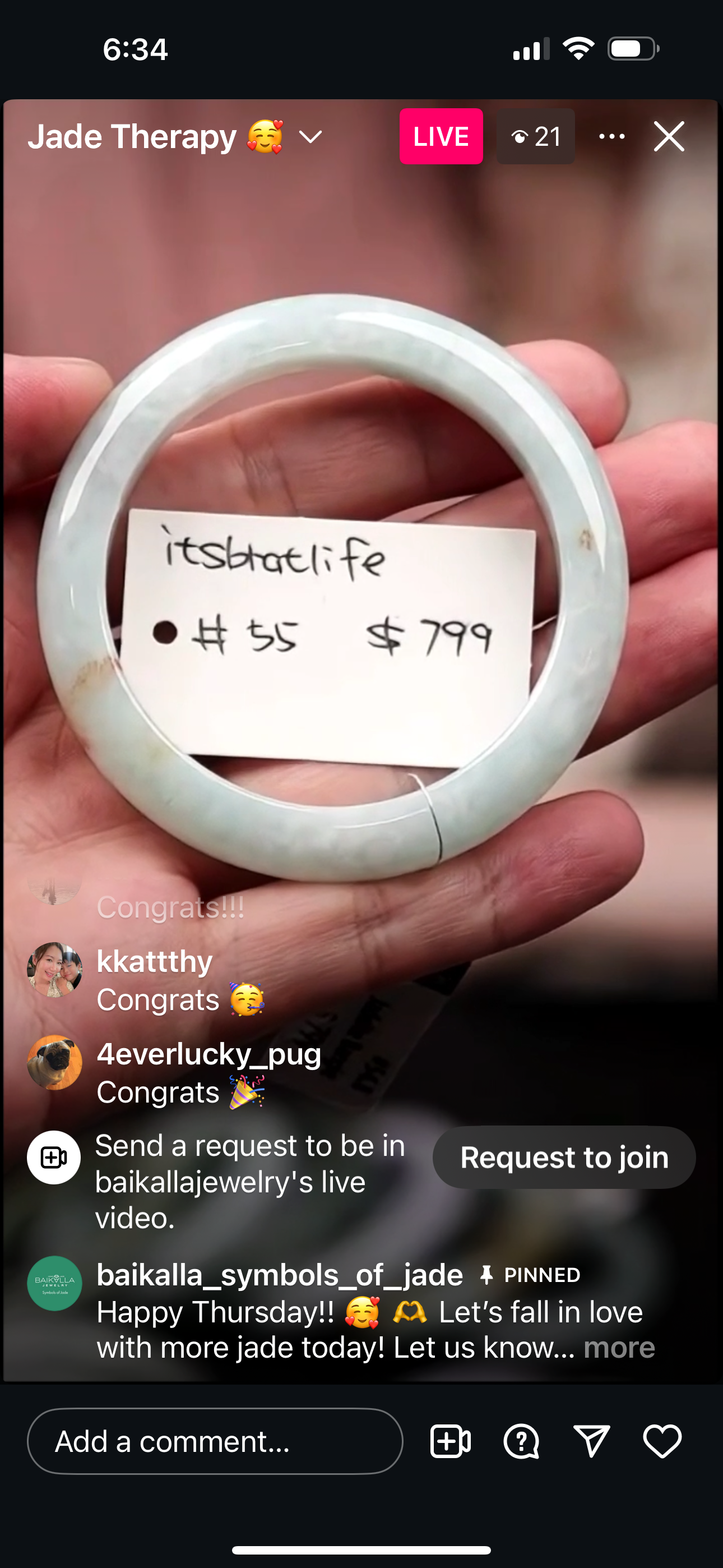 Live "Natural Light Green SaJin Jadeite Jade Bangle" (06/05/25)
