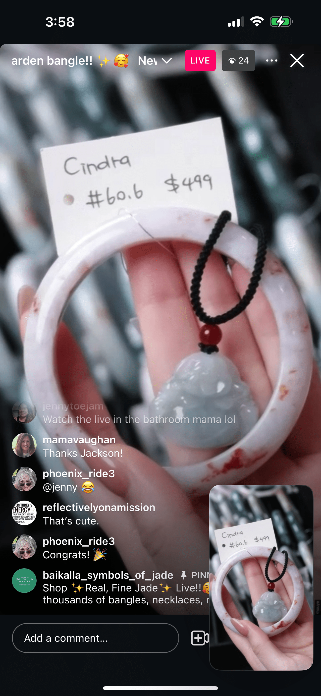 Baikalla IG Live "Natural Light Lavender Red Spots Jadeite Jade Bangle" (Live Pick) (12/19/24)