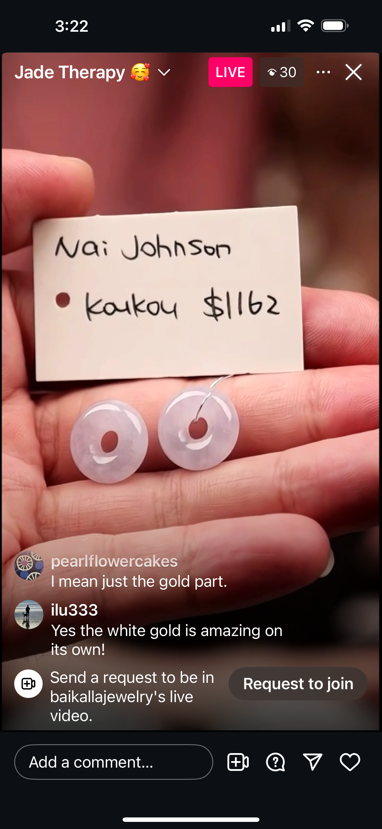 Live "Natural Lavender Pair Jadeite Jade Kou Kou"  (06/10/25)