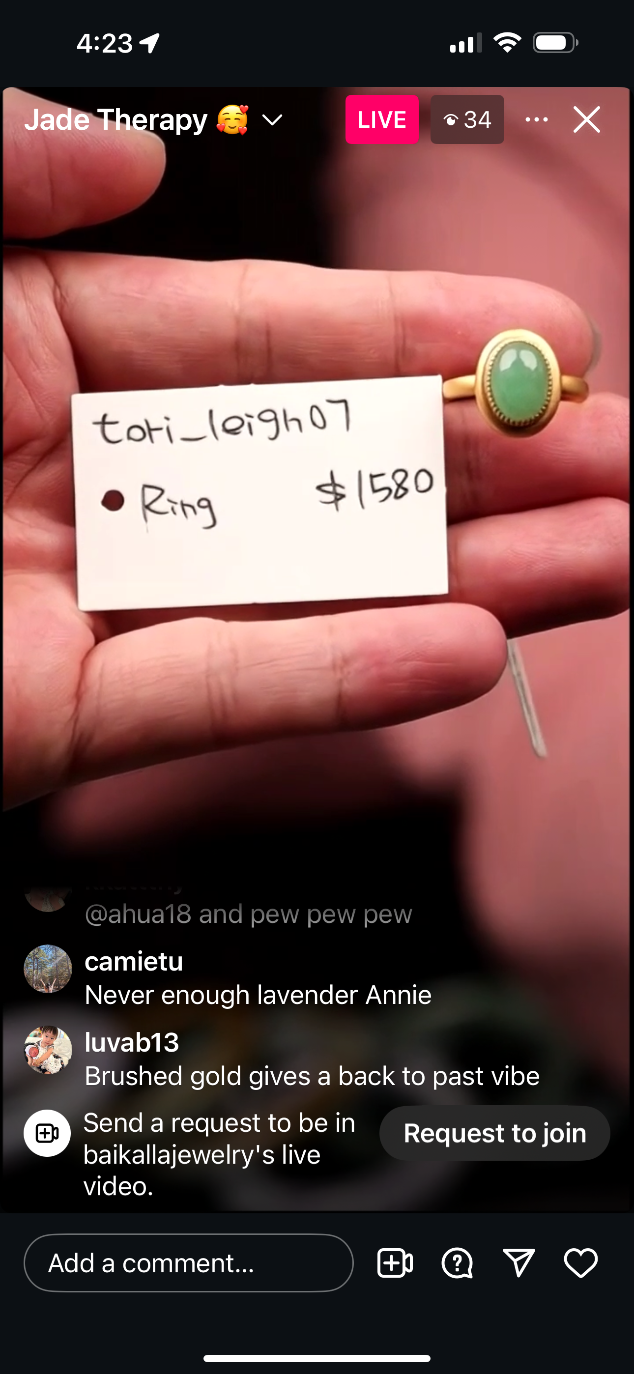 Live "18ky Gold Natural Oval Cabochon Jadeite Jade Bazel Set Ring with Milgrain Accent " (06/10/25)