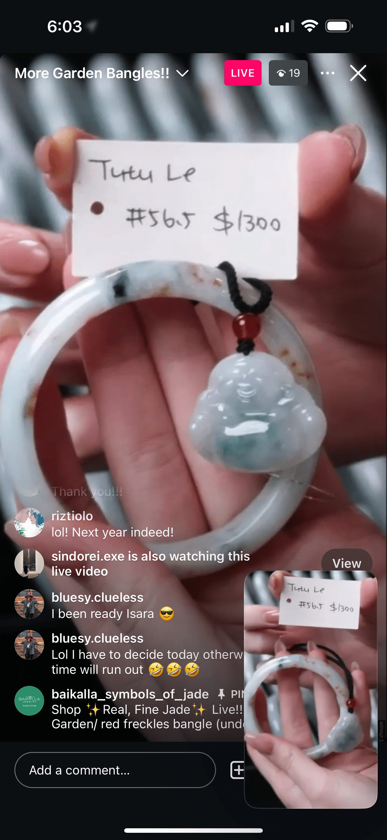 Baikalla IG Live "Natural Blue Green & Red Freckle Jadeite Jade Bangle" (Live Pick) (12/21/24)