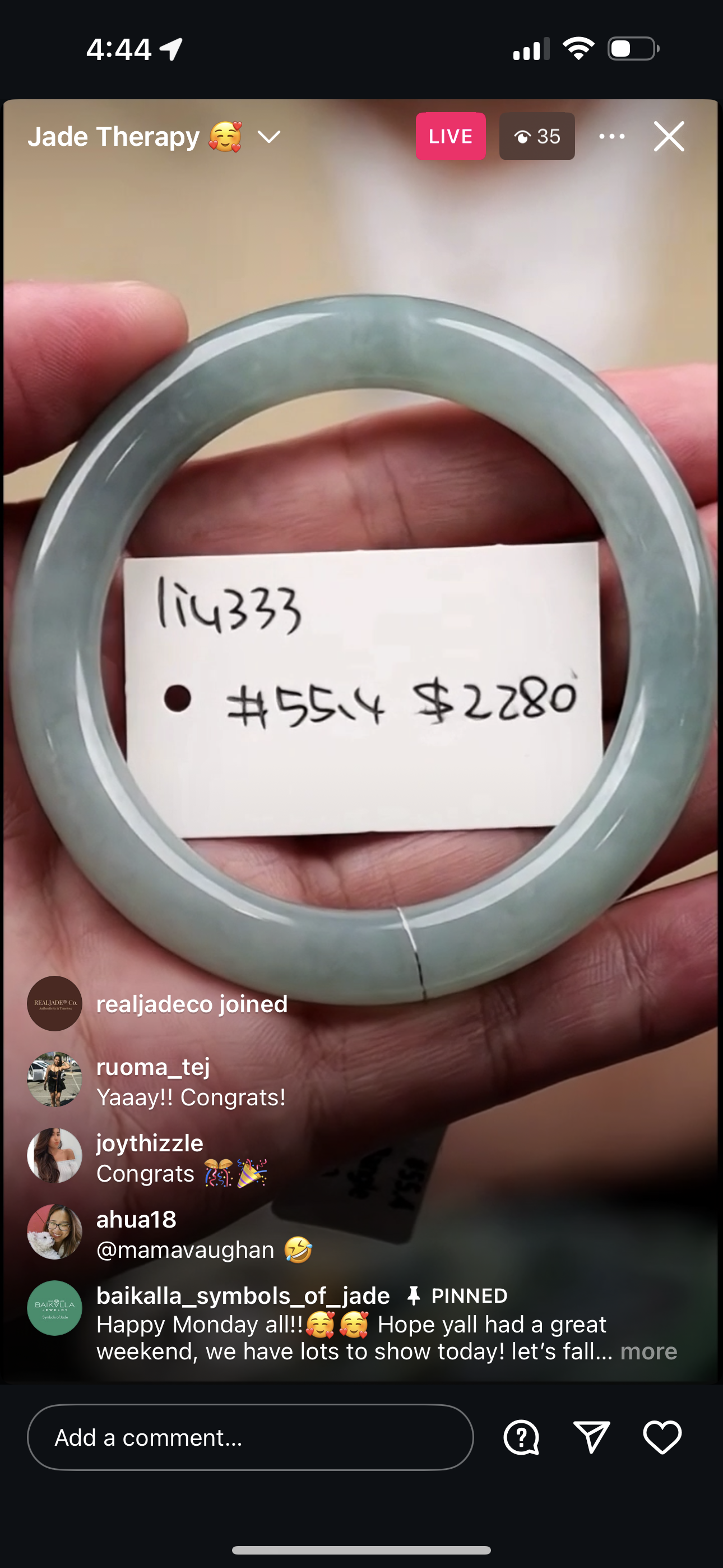 Live " Icy Blue Tone Jadeite Jade Bangle" (06/16/25)
