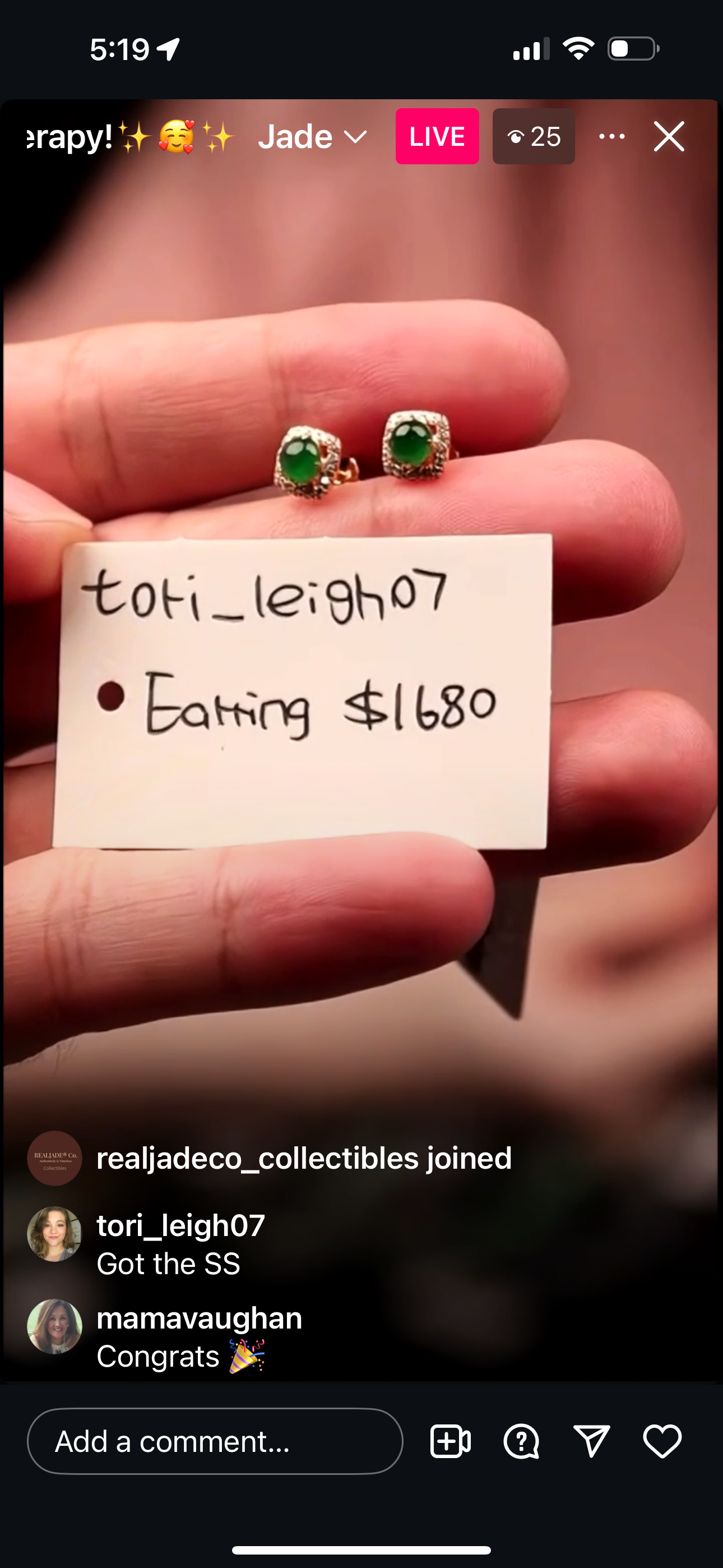 Live "18ky Natural Imperial Green Jadeite Jade Earrings W/ Natural Diamonds" (06/17/25)