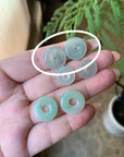 *Custom 18k Yellow Gold Natural Icy Light Green Kou Kou Dangle Earrings With Ru Yi Accent (06/27/26)