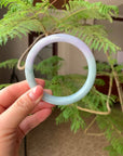 Natural Green and Lavender Burmese Jadeite Jade Bangle (Carving Bangle) 64.5mm (Custom)