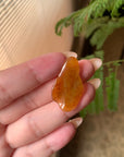 18K Yellow Gold Reddish Brown Jadeite Jade Fish Carving Pendant (Custom Gold Setting)