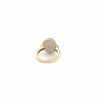 Baikalla Jewelry Jadeite Engagement Ring 14k Yellow Gold Natural Lavender Oval Jadeite Jade Engagement Ring With Diamonds