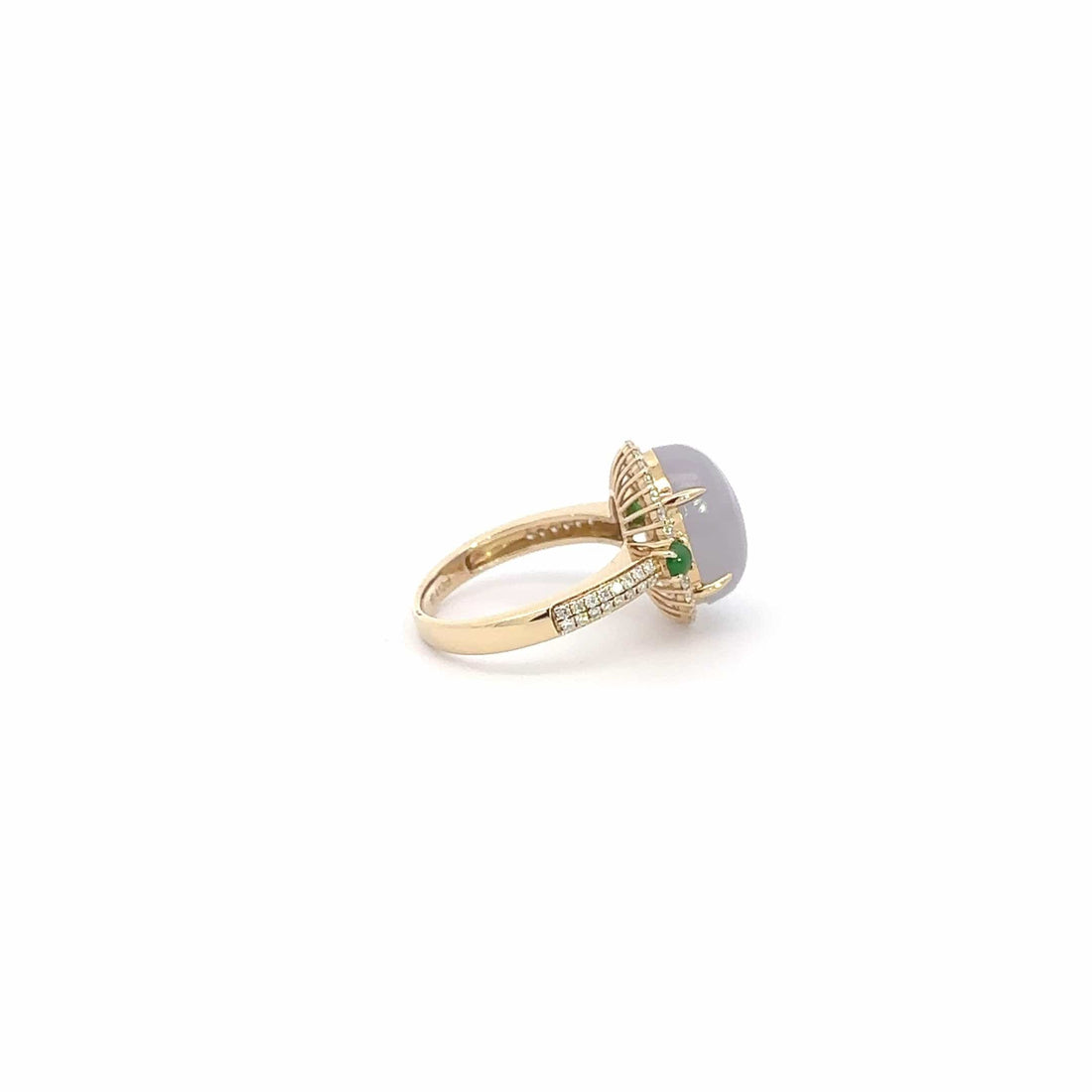 Baikalla Jewelry Jadeite Engagement Ring 14k Yellow Gold Natural Lavender Oval Jadeite Jade Engagement Ring With Diamonds
