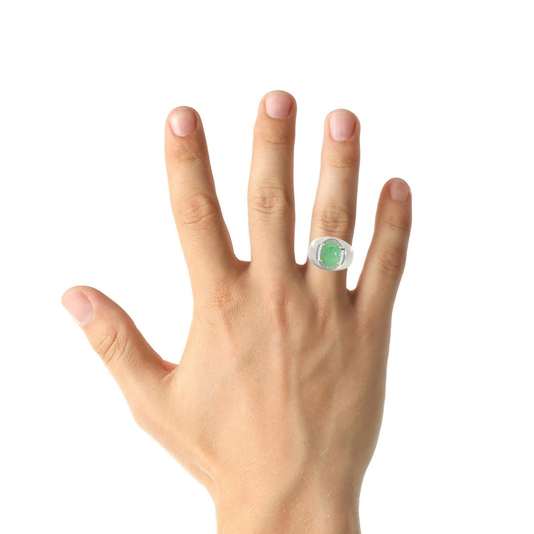 Baikalla Jewelry Jadeite Engagement Ring Baikalla Sterling Silver Genuine Green Jadeite Jade Men's Ring