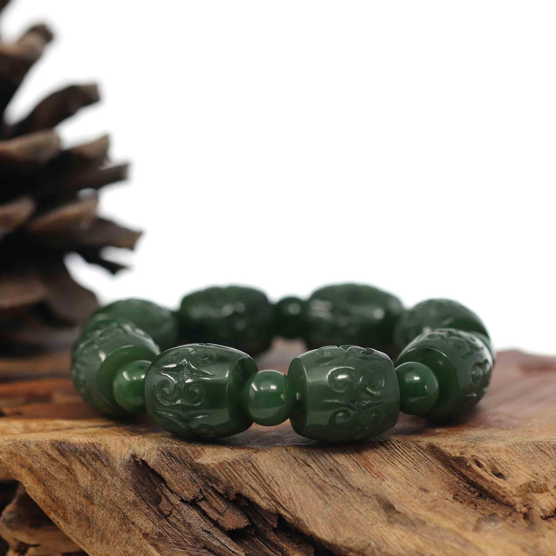 Baikalla Jewelry jade beads bracelet Baikalla Genuine Nephrite Jade Buddha Symbol TongTong Men's Bracelet