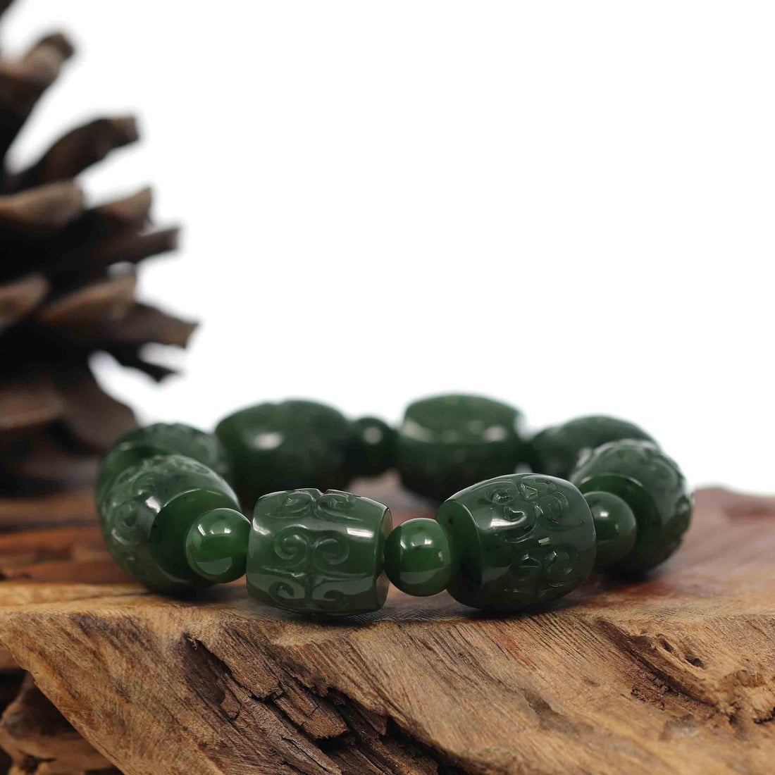 Baikalla Jewelry jade beads bracelet Baikalla Genuine Nephrite Jade Buddha Symbol TongTong Men's Bracelet